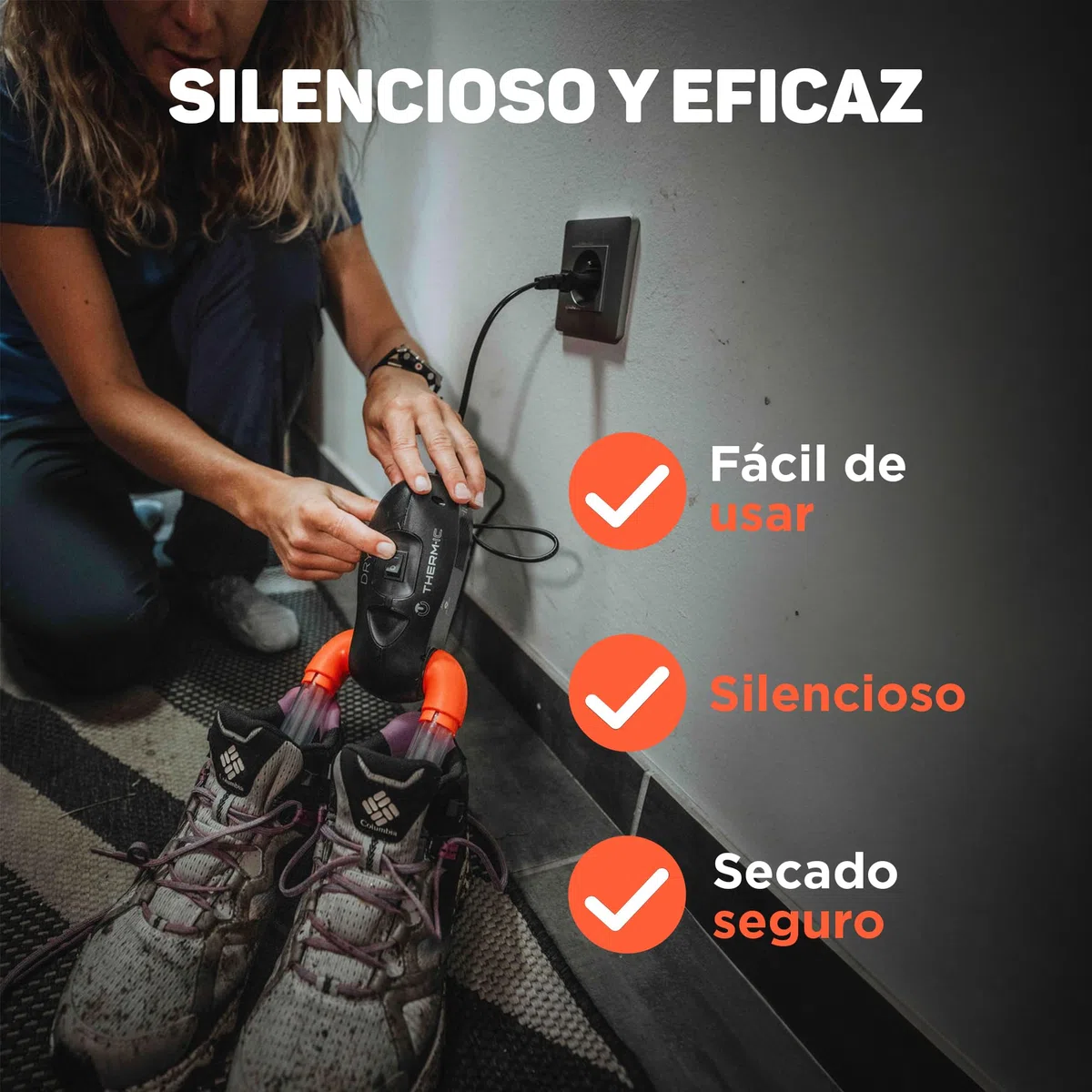 Therm-Ic Dryer Secador de calzado, Secado rápido, Compacto y silencioso, Para botas, botines, botas de esquí, Brazos extensibles, Fácil de manejar