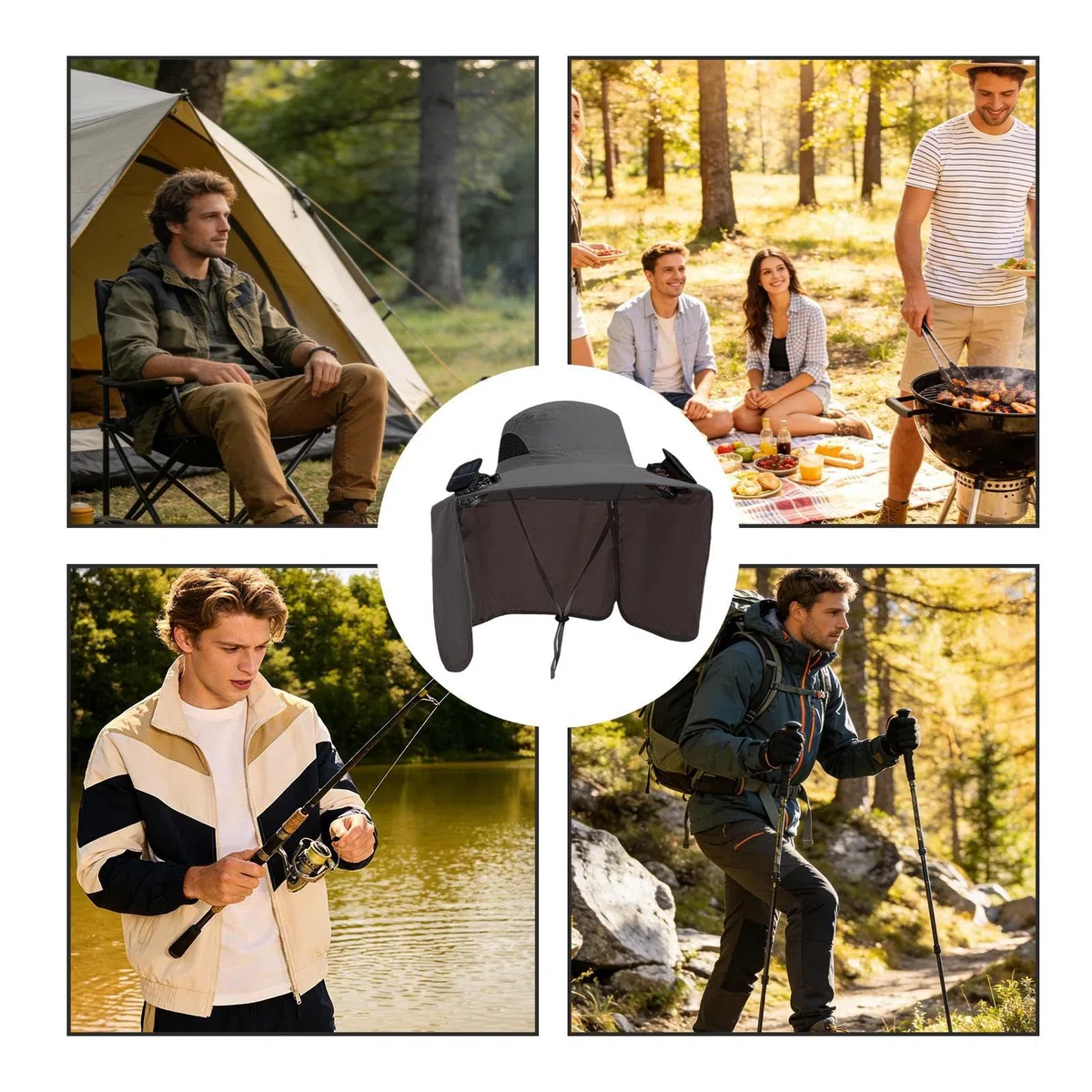 Gorra con Ventilador,Protección UV y Tejido Transpirable - Sombreros Plegables para Hombre con 2 Ventiladores Solares,para Hombre Jardinería Senderismo Viajes Playa Aire Libre