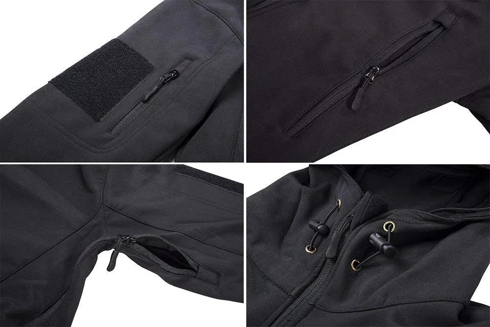 Chaqueta táctica militar cálida polar de manga larga con capucha camuflaje Softshell impermeable para hombre para acampar caza pesca al aire libre chaqueta con capucha