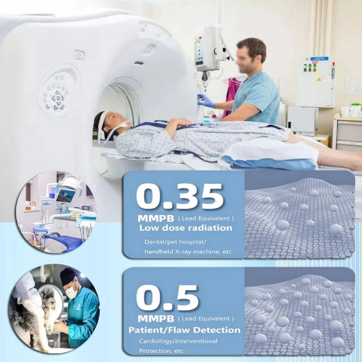 Delantal de plomo de 0,35 mmpb para rayos X,Chaleco de plomo dental de rayos X con collar de protección tiroidea,Delantal de protección radiológica para máquina de rayos X de dentista