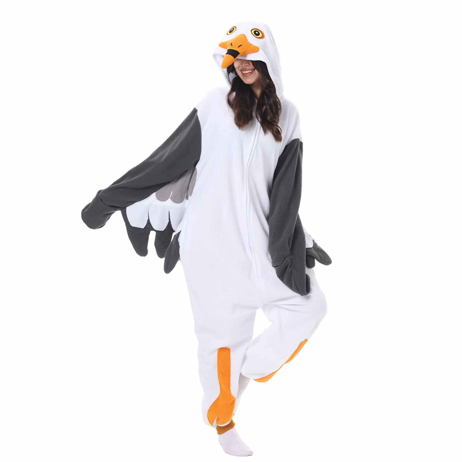LANFAN Disfraz de gaviota para adultos, pijama para hombre y mujer, unisex, cosplay, animal, peluche, ropa de dormir para Halloween, mono para hombres y mujeres