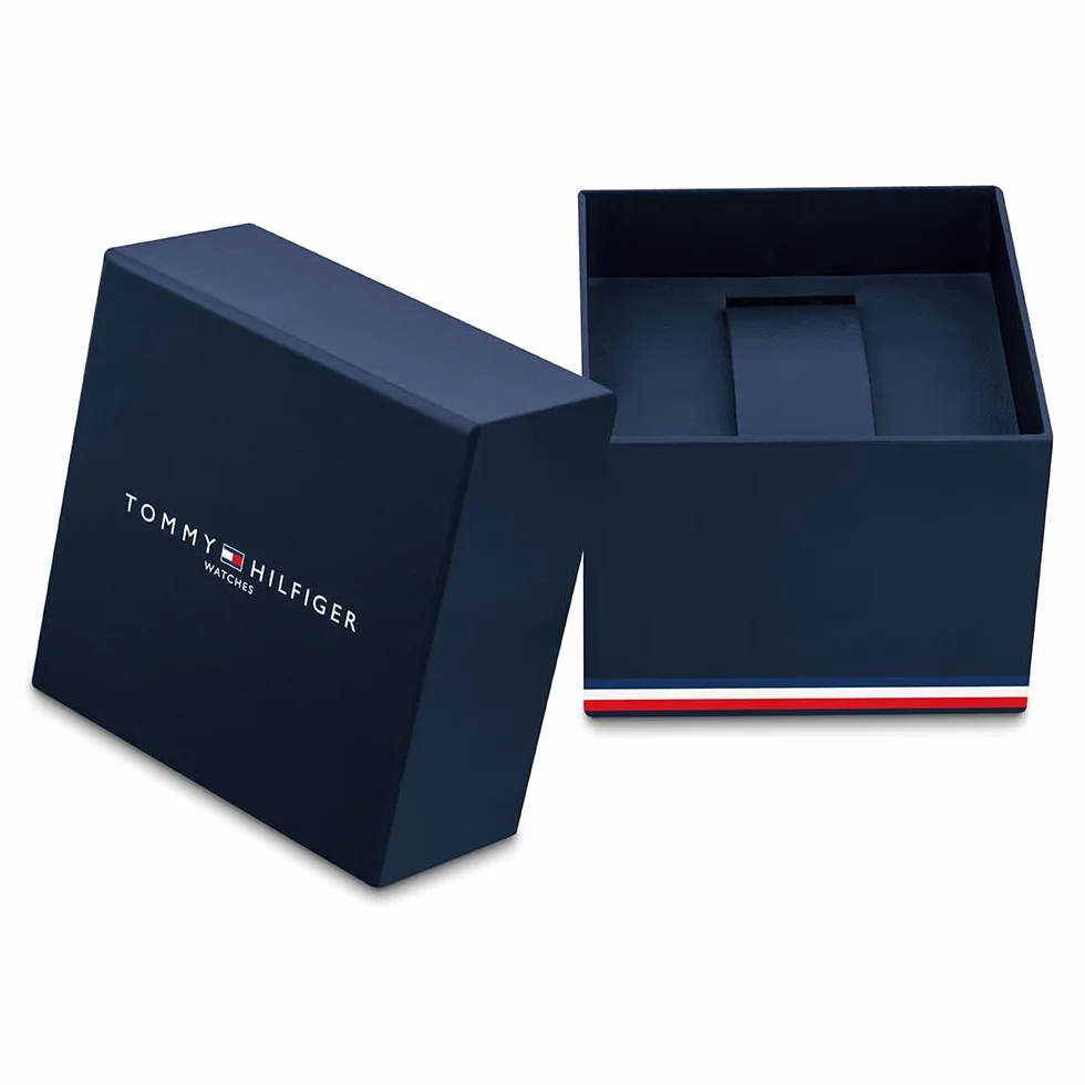 Tommy Hilfiger Reloj Analógico Multifuncional de Cuarzo para Hombres con Correa de Silicona, Acero Inoxidable o Cuero, Subesferas para Día y Fecha, Resistente al Agua hasta 5ATM.