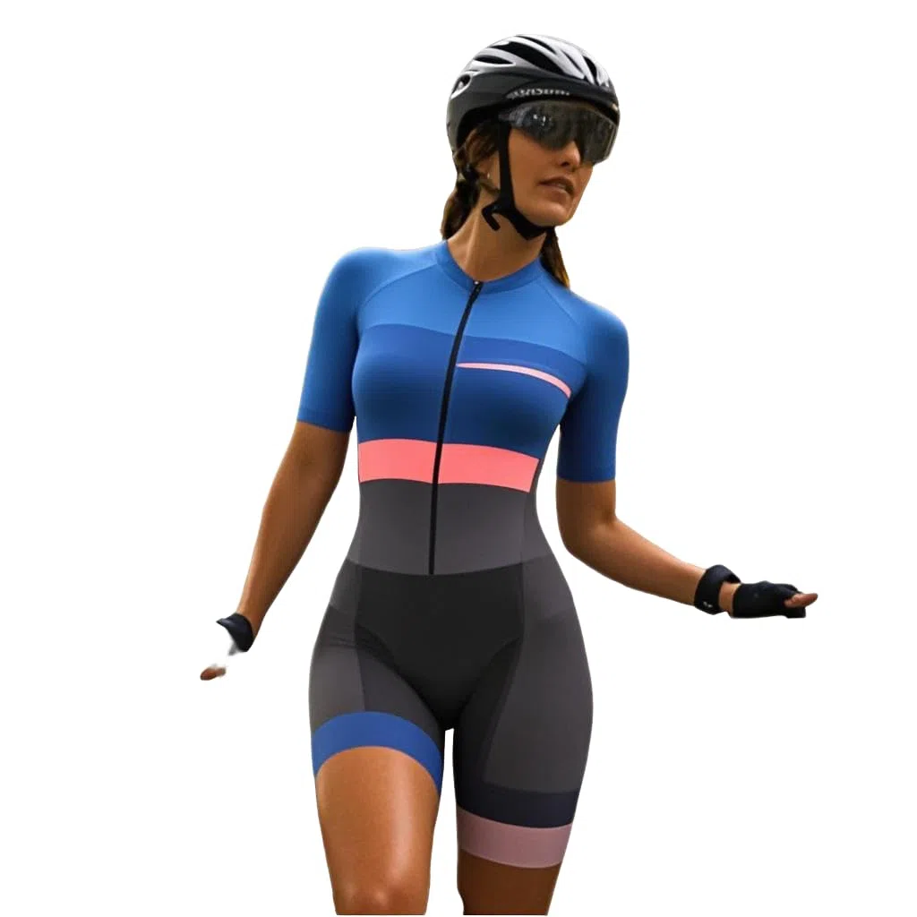 Traje de triatlón de una pieza para mujer, traje de ciclismo de manga larga, traje de ciclismo para mujer, talla XS-3XL
