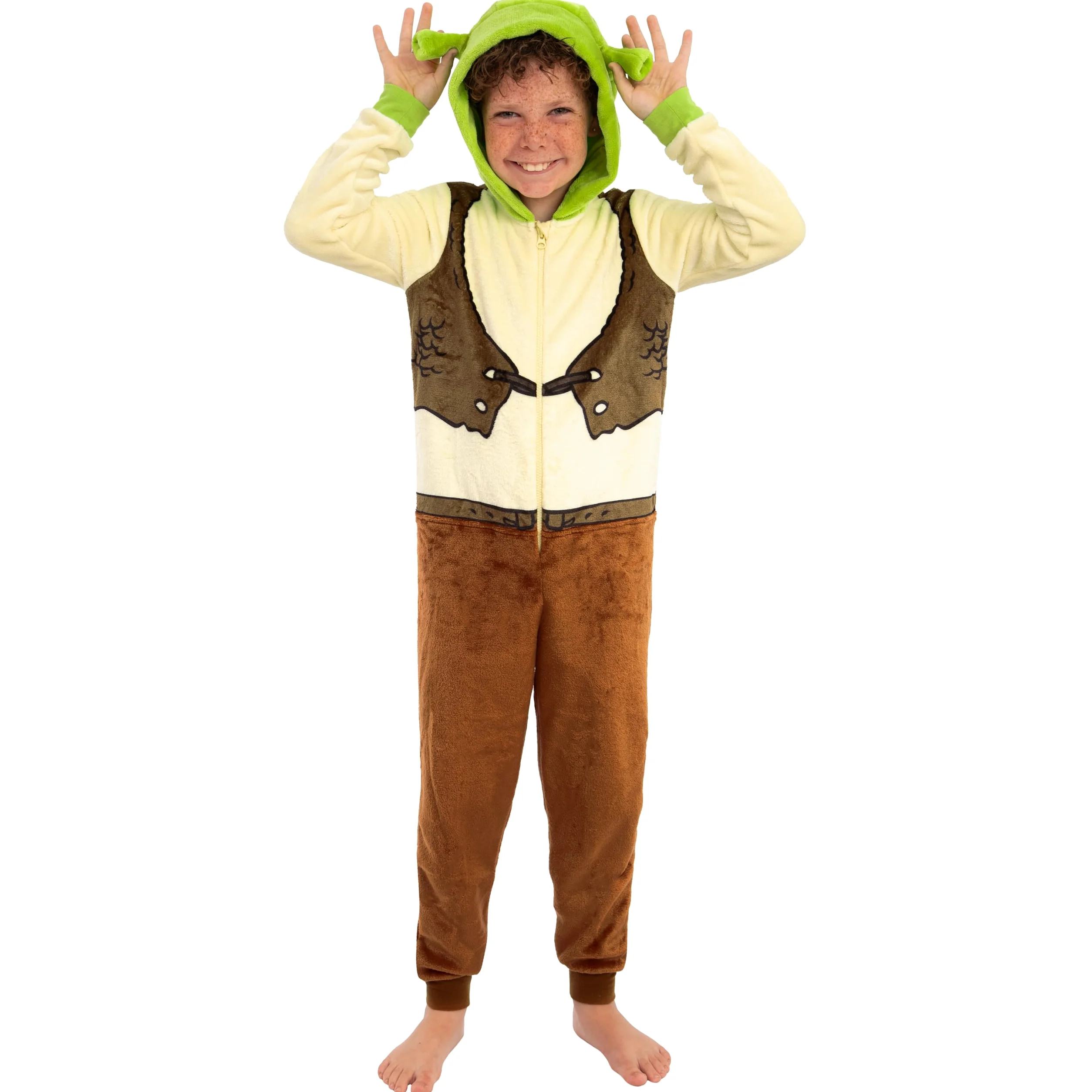 DreamWorks Pijama de Shrek para niño, Mono con Orejas de Shrek en 3D, Pijama de Invierno para niño