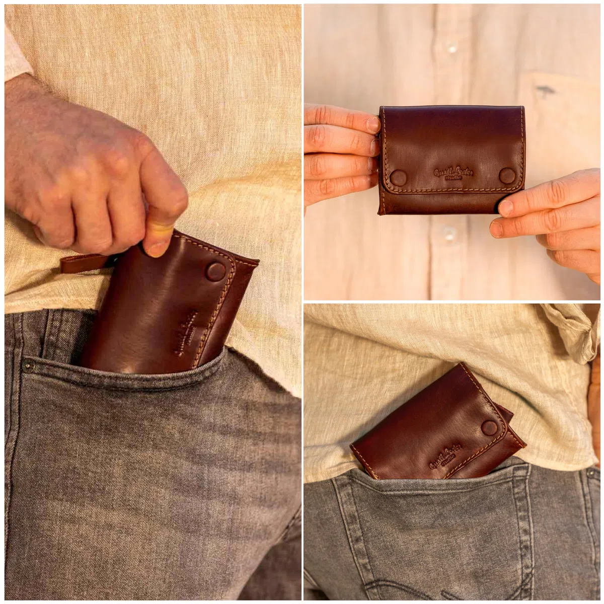 Gusti Bolsa de Tabaco - Lutz Curtido vegetal Bolso de tabaco de liar de Caucho natural Accesorio Marrón Oscuro Cuero