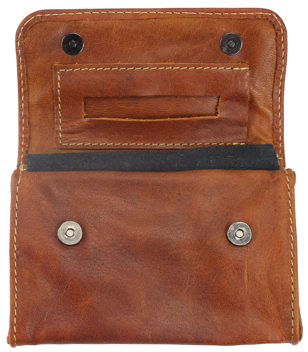 Bolsa De Tabaco SHAQ v2 | Cuero De Búfalo | Estuche De Cigarillos Caja Hombre Femme Marrón (Cognac)
