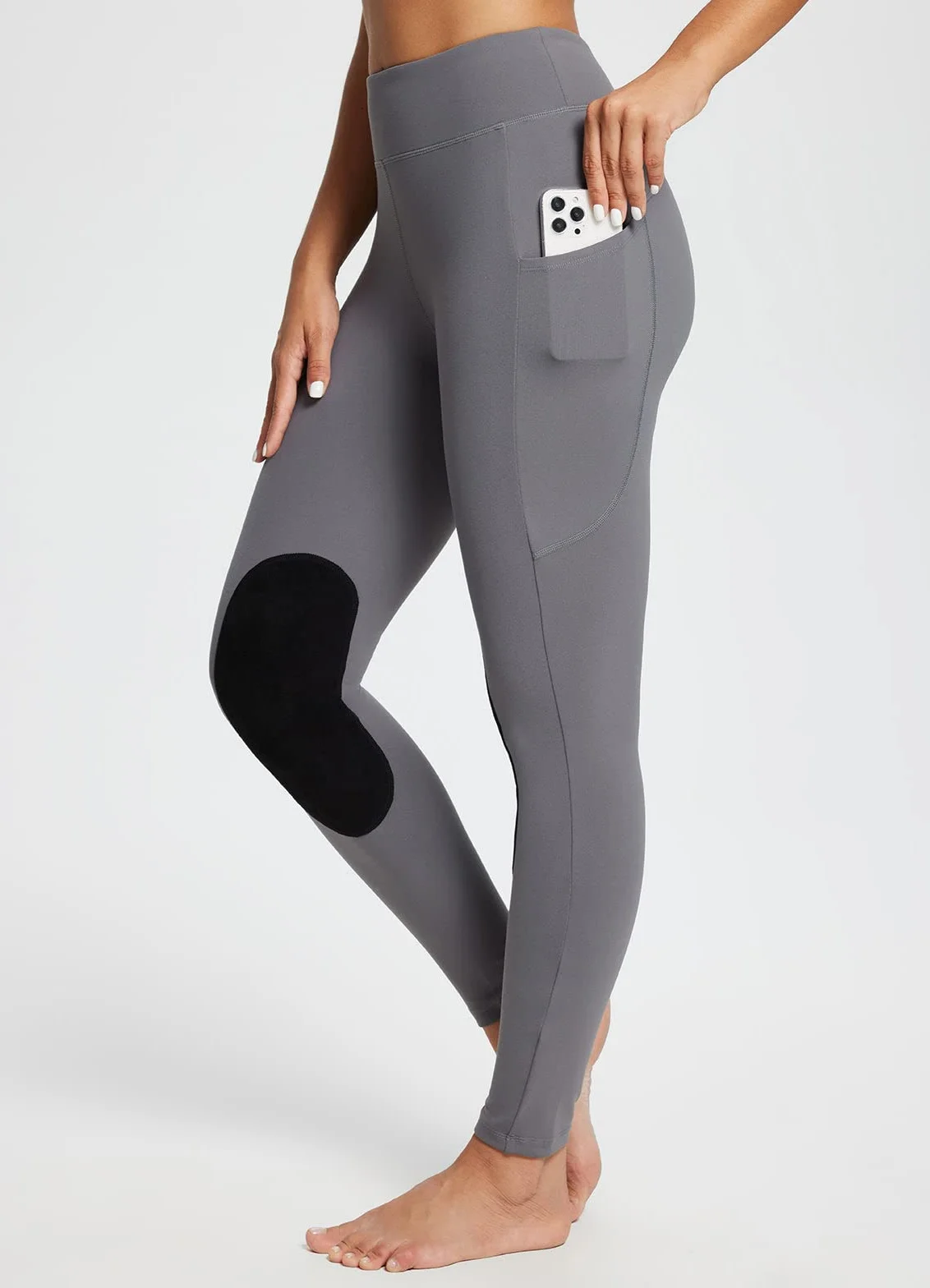 baleaf Pantalones de equitación para Mujer, de Invierno, con Ribete en Las Rodillas, Resistentes al Agua, con Forro para teléfono móvil, para Mujeres y niñas