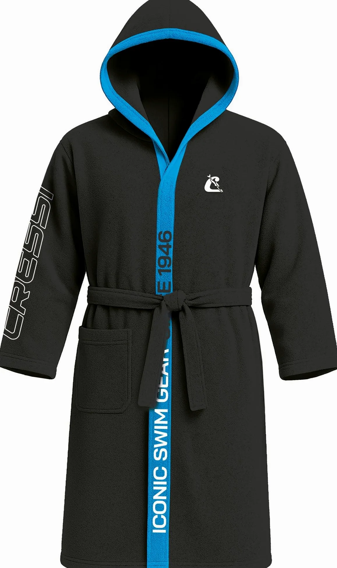CRESSI Albornoz de Microfibra de Material Suave, de Secado rápido, con Capucha y Bolsillos para cinturón, Adecuado para Gimnasio, Piscina, Playa, hogar y Viajes