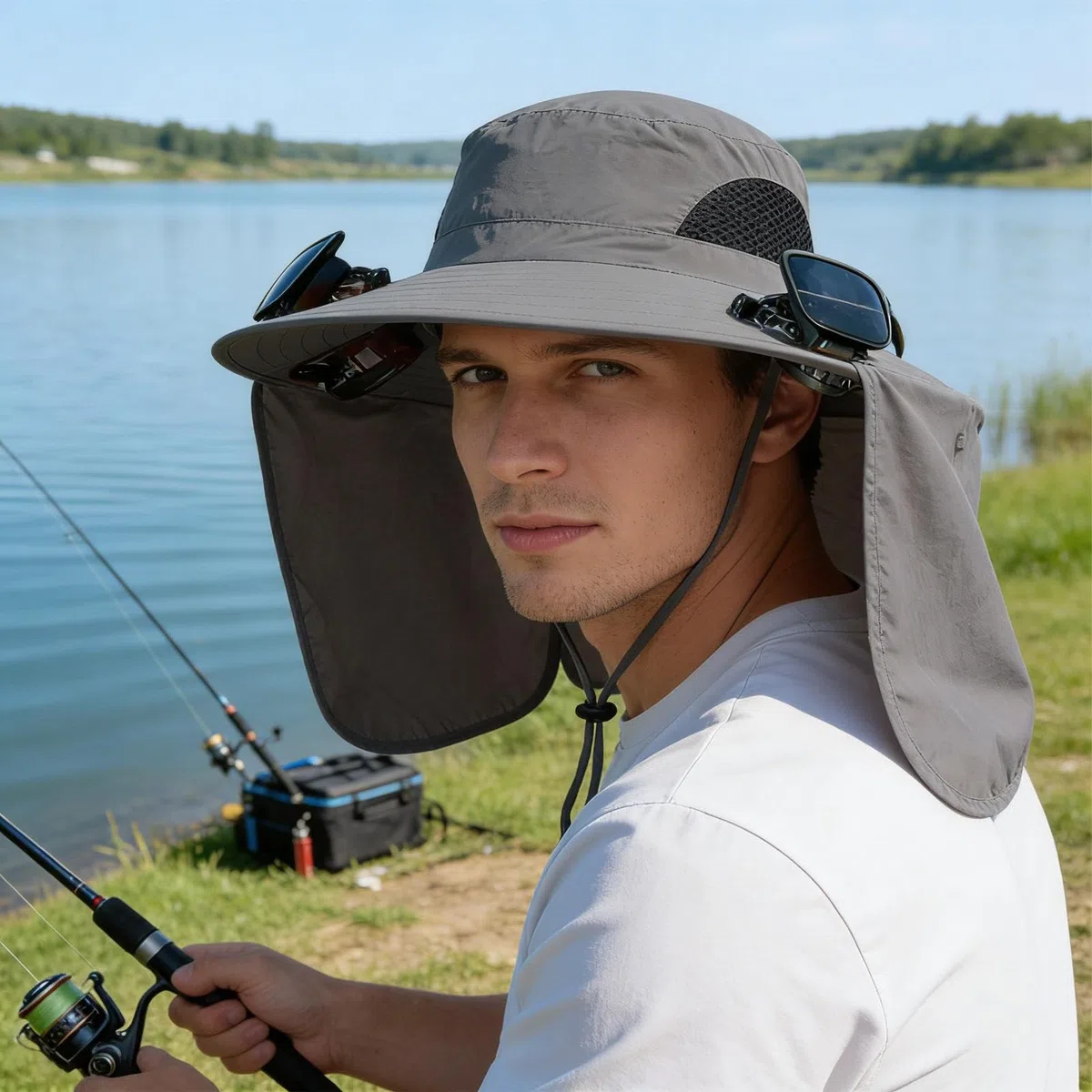 Gorra con Ventilador,Protección UV y Tejido Transpirable - Sombreros Plegables para Hombre con 2 Ventiladores Solares,para Hombre Jardinería Senderismo Viajes Playa Aire Libre