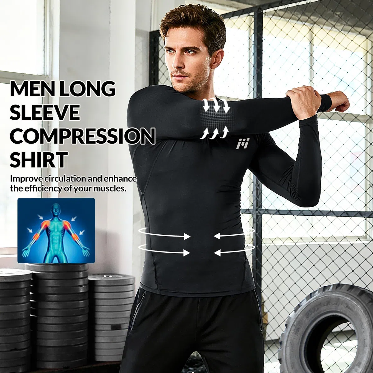 MEETWEE Rashguard Camiseta de Hombre, UPF 50+ Camisa de Compresión de Manga Larga UV Camiseta Proteccion Solar Secado Rápido para Surf y Natación