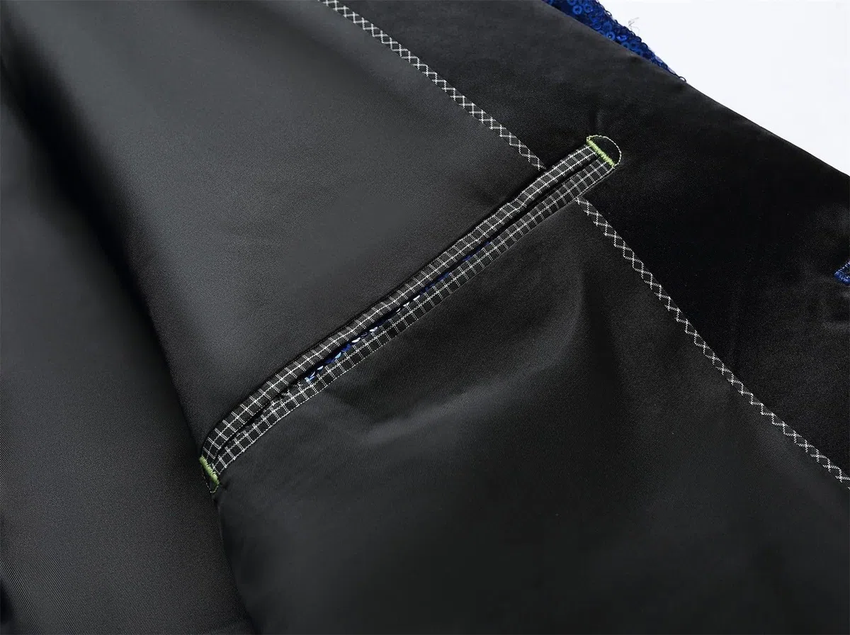 Chándal de algodón para hombre, traje de chándal, traje de casa, chaqueta de lentejuelas, traje de pantalón, esmoquin, fiesta, baile, boda, lentejuelas, esmoquin, chaqueta de un solo botón