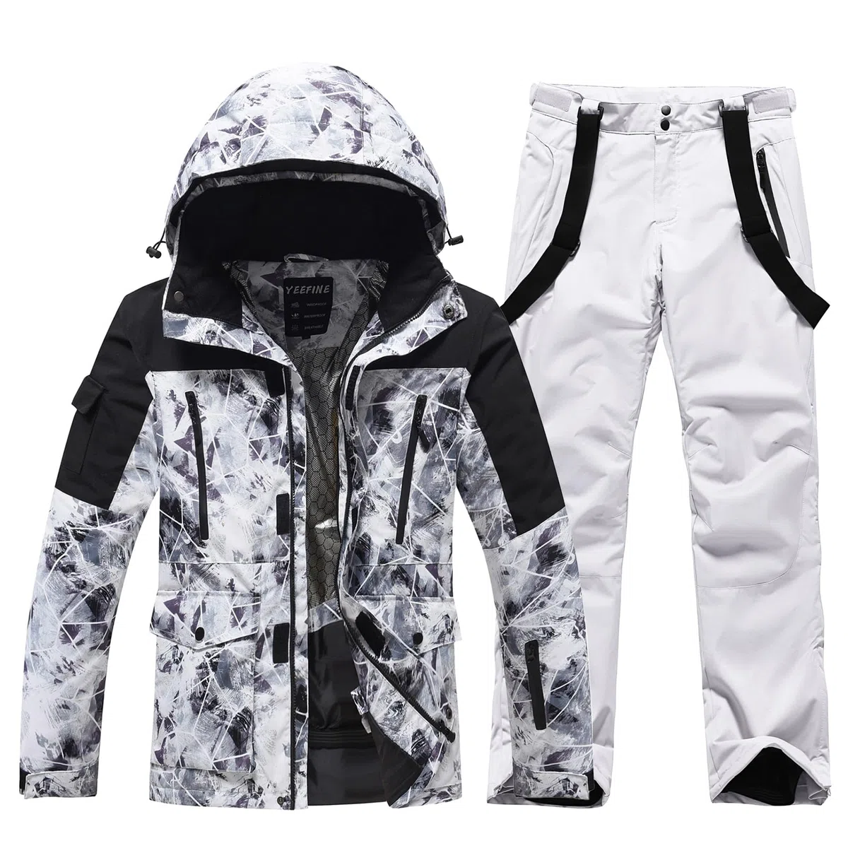 ALSOGO Trajes de esquí para hombre, 2 piezas, juegos de snowboard impermeables a prueba de viento invierno cálido chaqueta de esquí y pantalones conjunto para esquiar snowboard escalada
