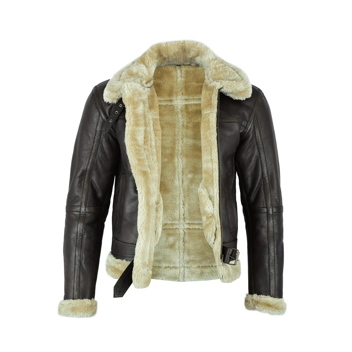 Leatherick Hombre Marrón Aviator estilo chaqueta de piel de cabra Vintage Bombardeo Chaqueta de vuelo