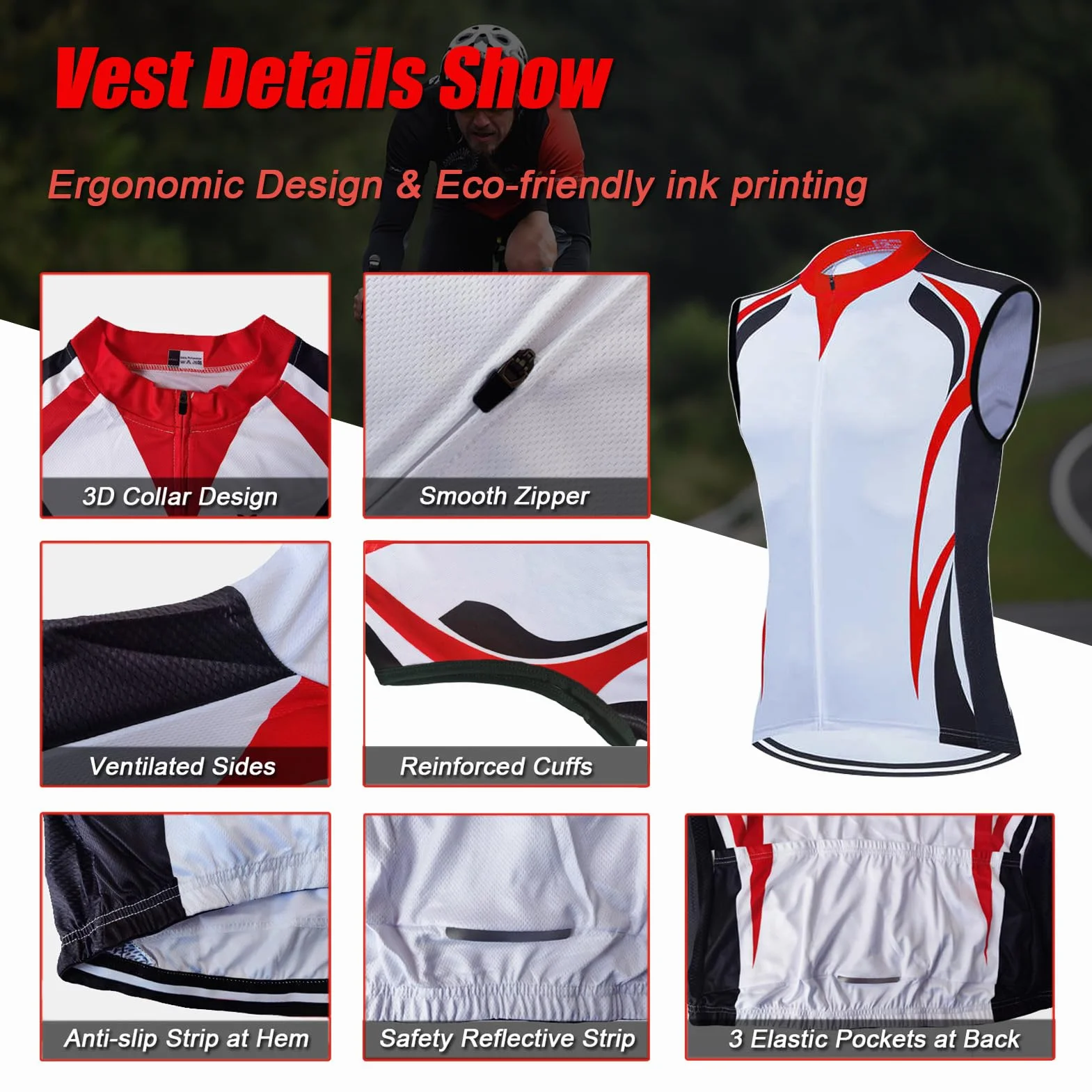 Conjunto Ropa Ciclismo Mujer Verano Maillot Ciclista,Traje Bici MTB Sin Mangas Chaleco Ciclo y Culotte Tirantes con 9D Gel Acolchado,Completa Bicicleta Jerseys Sleeveless Transpirable Secado Rápido
