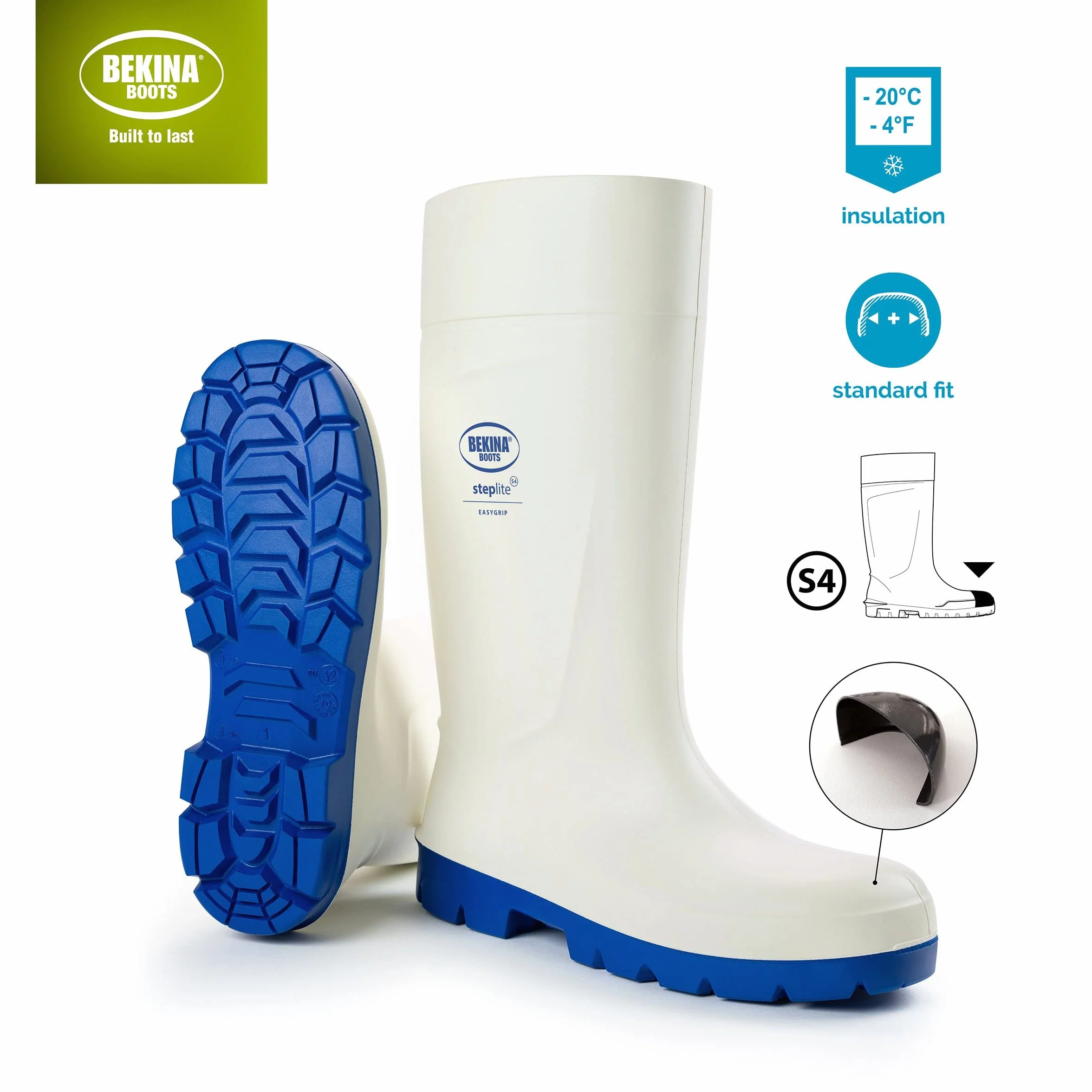 Botas de Seguridad con Puntera de Acero para la Industria alimentaria, fáciles de Limpiar y desinfectar, Incl. Suela incrustada para pies Secos, Gran Comodidad de Uso, Blanco, EU 37