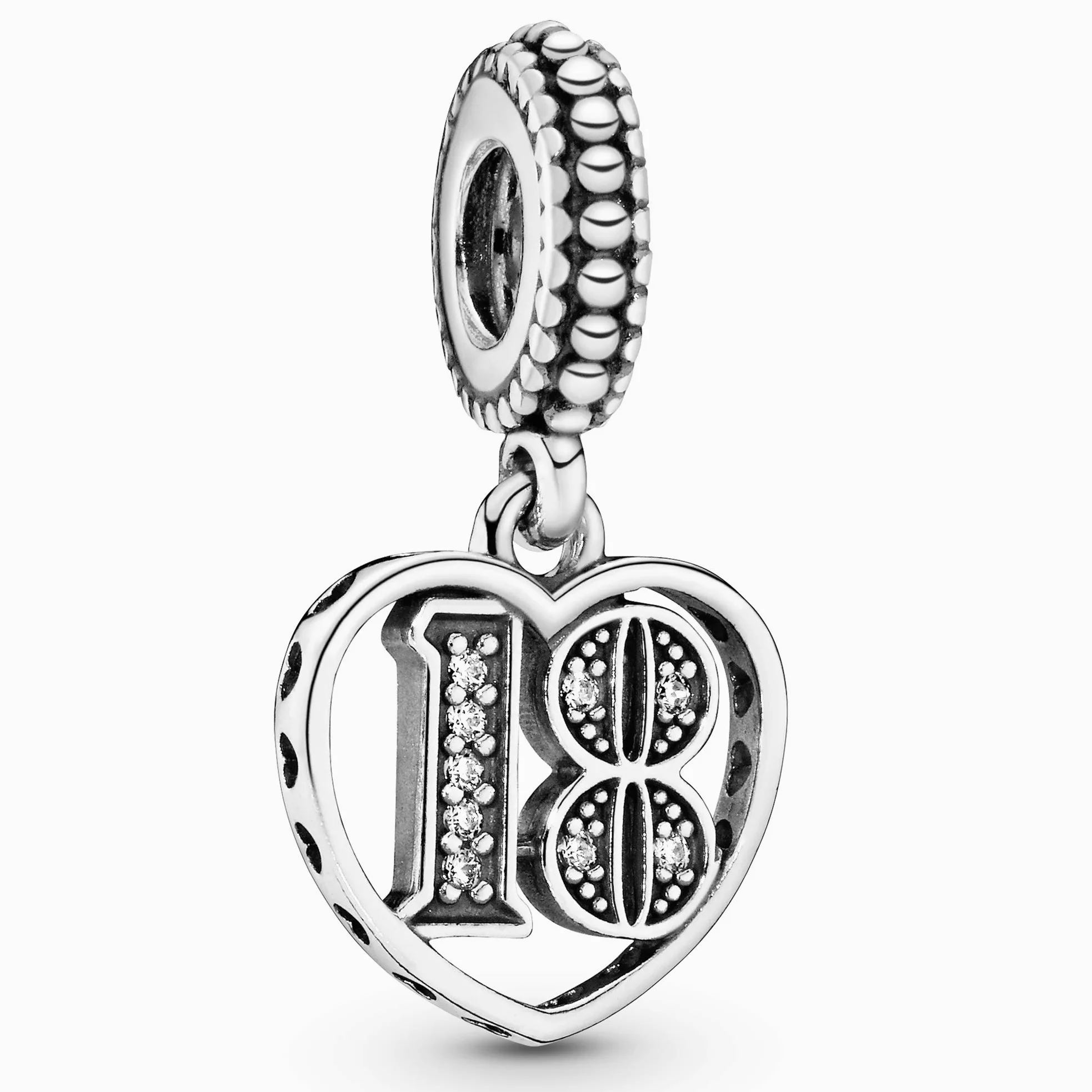 Pandora Jewelry - Abalorio de circonita cúbica de 18 años de amor en plata de ley