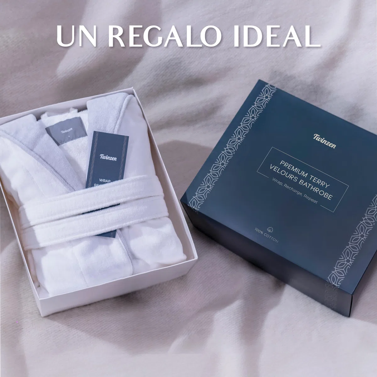 Twinzen Albornoz Mujer- 100% Algodón y Terciopelo Premium OEKO TEX - Albornoz Mujer Ducha Albornoz Ducha Ultra Suave