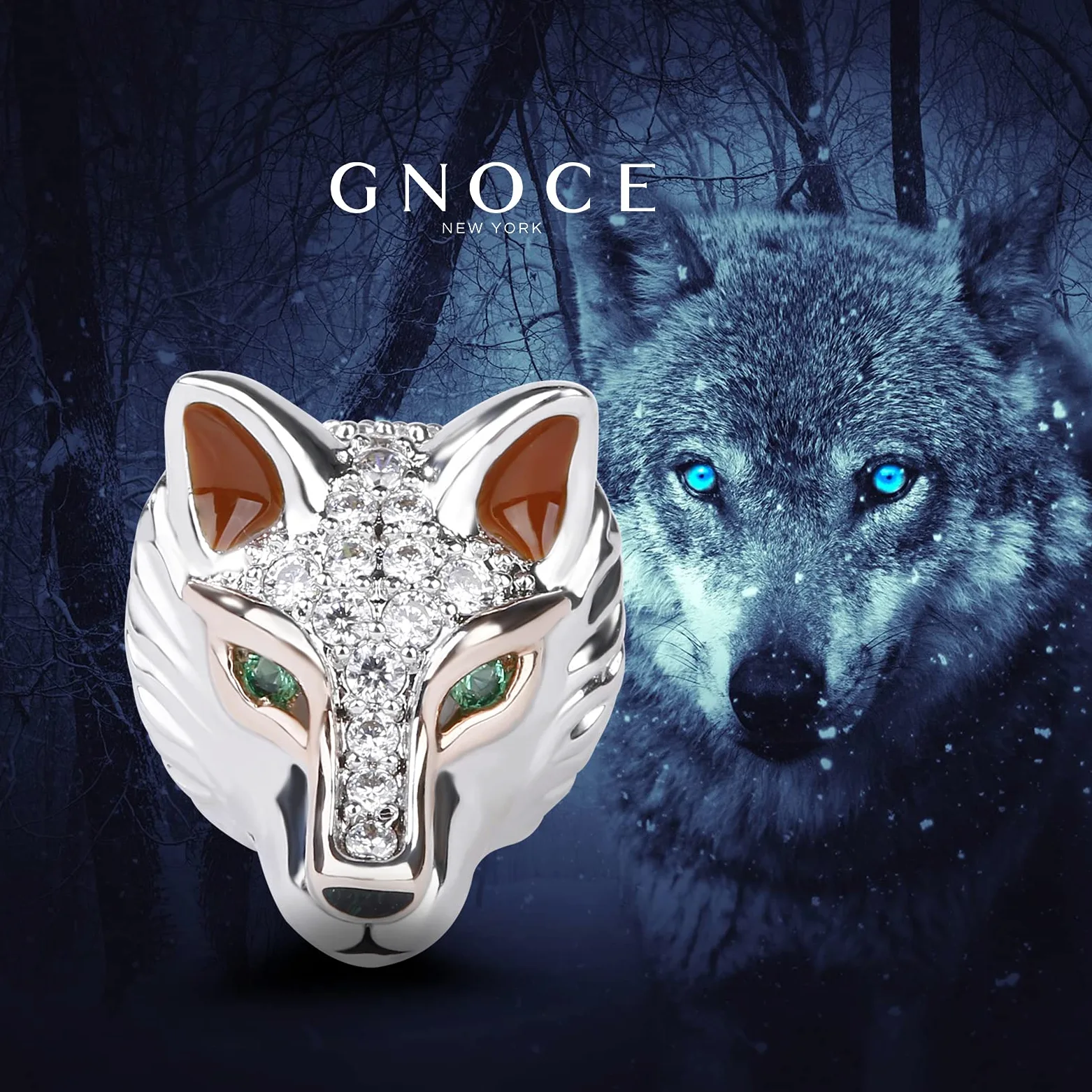 GNOCE Abalorio de plata de ley 925 con diseño de cabeza de animal, compatible con pulseras y collares, para mujeres, hombres y niños
