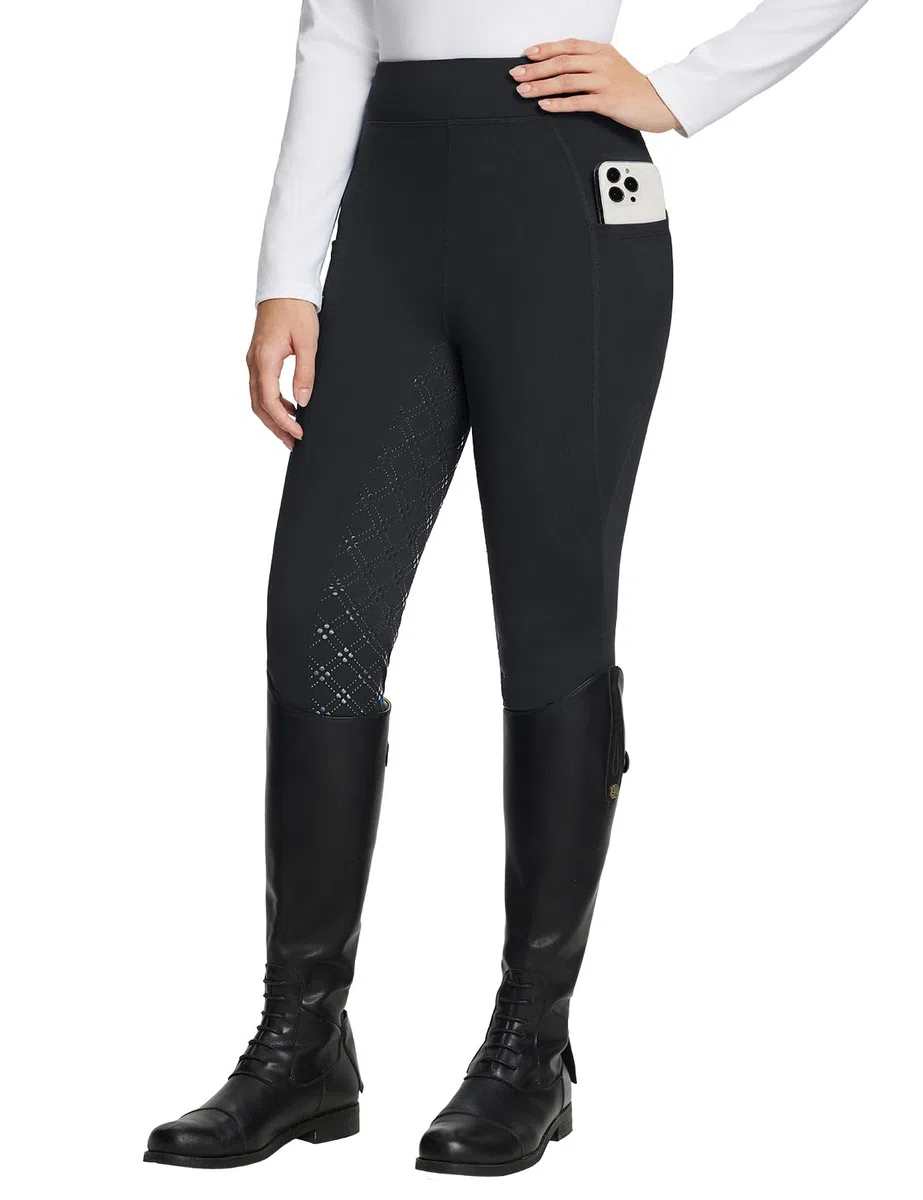 BALEAF Leggings de equitación con forro polar para mujer, pantalones térmicos para caballo, mallas ecuestres, bolsillos
