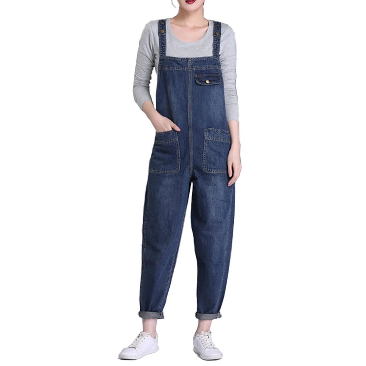 Peto Vaquero Largo para Mujer Tallas Grandes sin Mangas Jumpsuit Casual Stretch (XS-5XL)