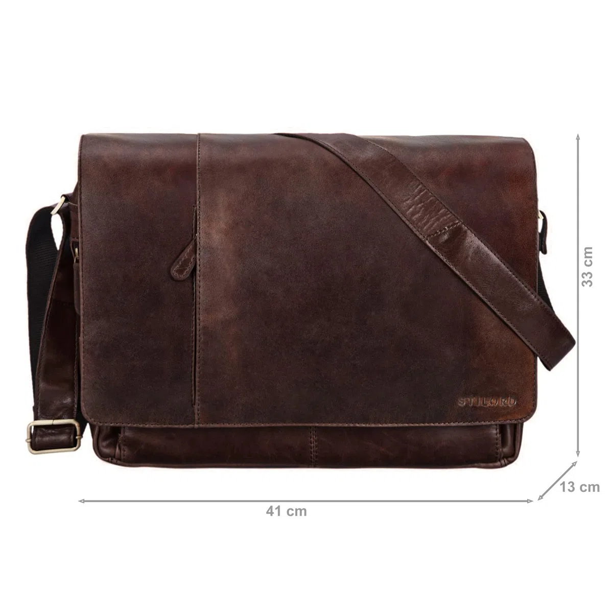 STILORD Vintage Bolso Bandolera de Piel para Hombre Mujer Bolso para portátil 15,6 Pulgadas Grande Bolso de Cuero auténtico de búfalo para Universidad Trabajo