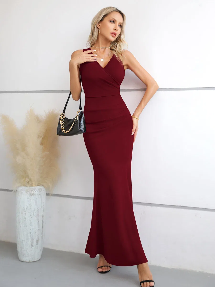 Laughido Vestido largo de cóctel para mujer, vestido de fiesta, vestido de verano, festivo, elegante, bodycon largo