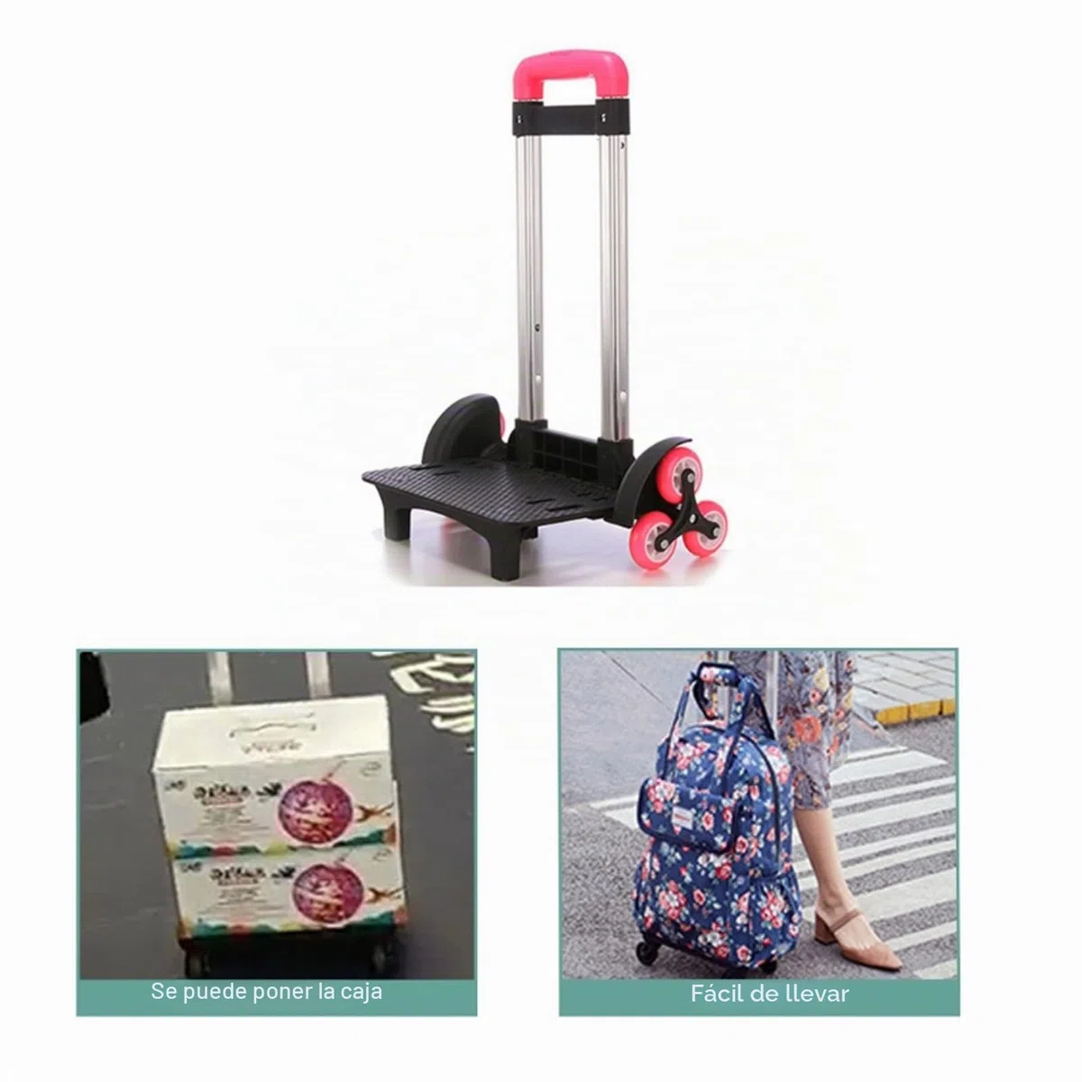 Carro de equipaje con 6 ruedas, carro, plegable, carrito de mano, bolsa escolar, equipaje, mochila