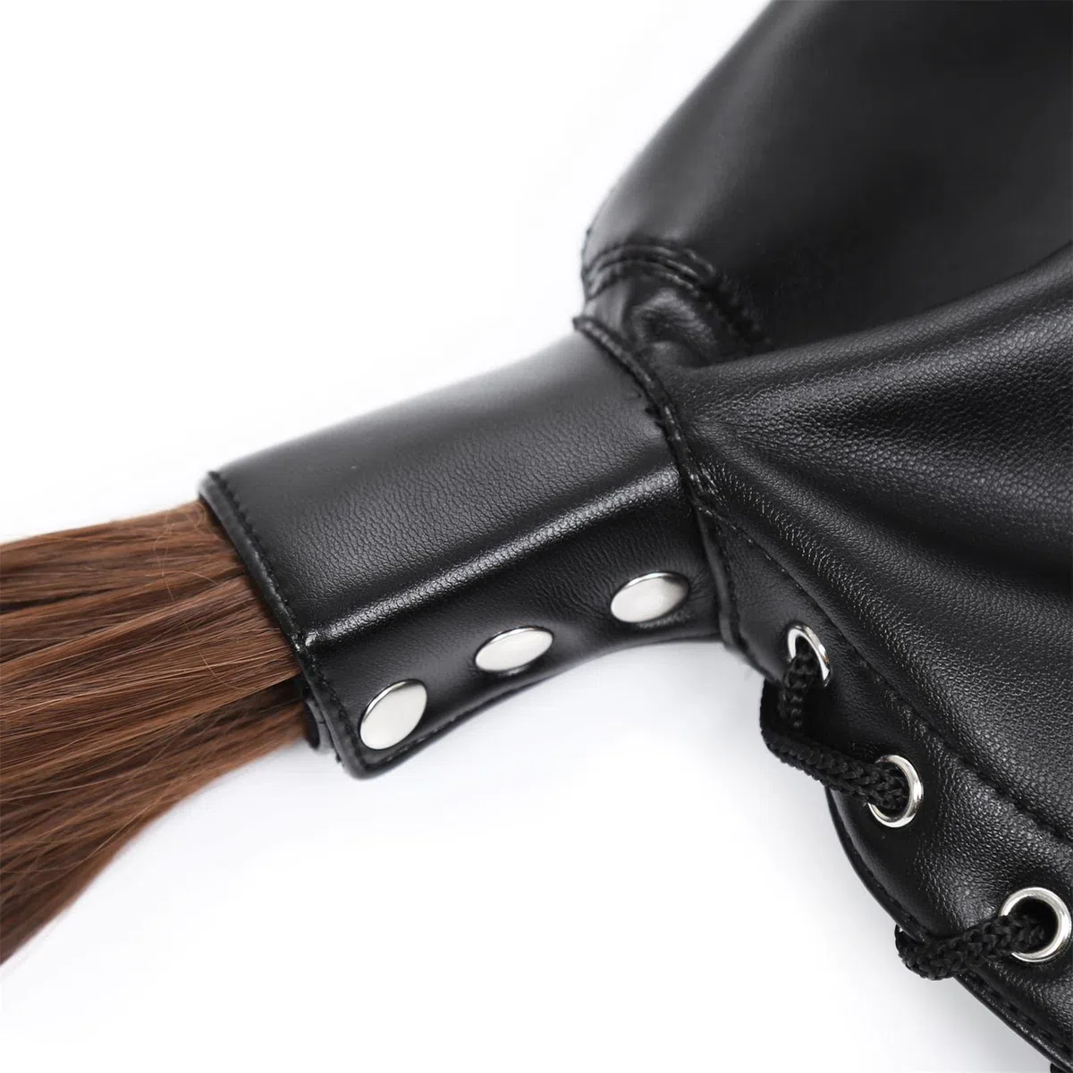Cuero Cabeza Cubrir con Peluca Cola de Caballo Látex máscara de Cabeza Capucha de Goma para Cosplay Fiesta Ropa de Club