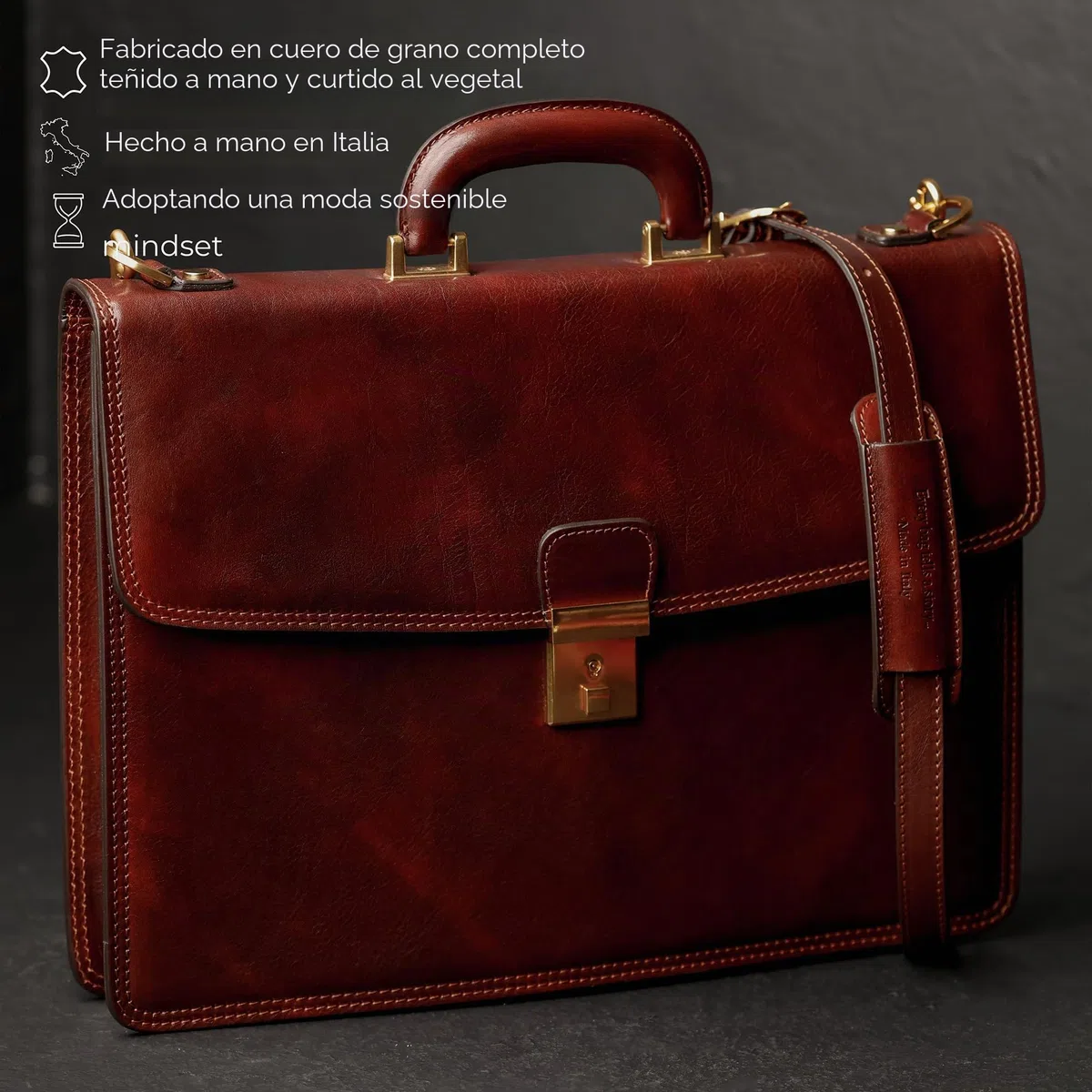 Time Resistance Maletín Portadocumentos para Mujer y Hombre de Cuero - Bolso de Piel Bandolera Maletines Mensajero