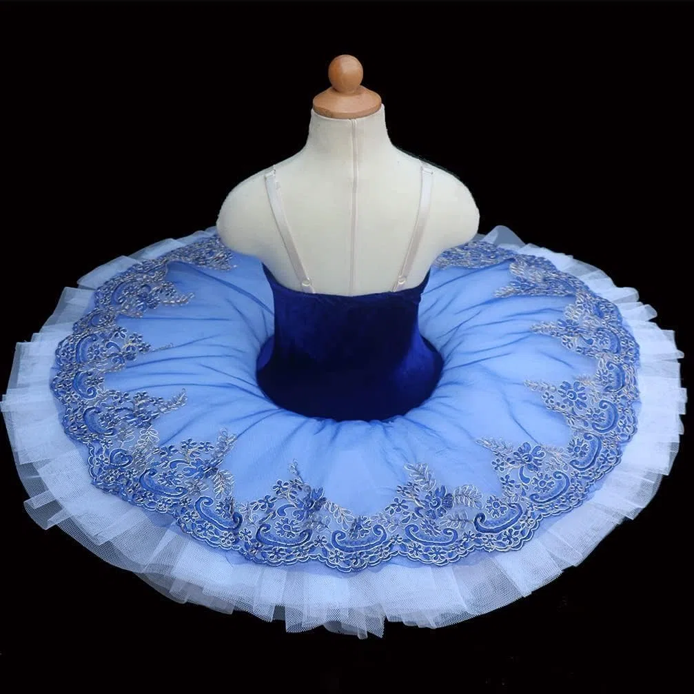Ballet Swan Lake tu Ropa Leota Estampada Falda de Chaleco Falda de Bailarina esponjosa Falda de actuación(Size:160cm,Color:Azul)