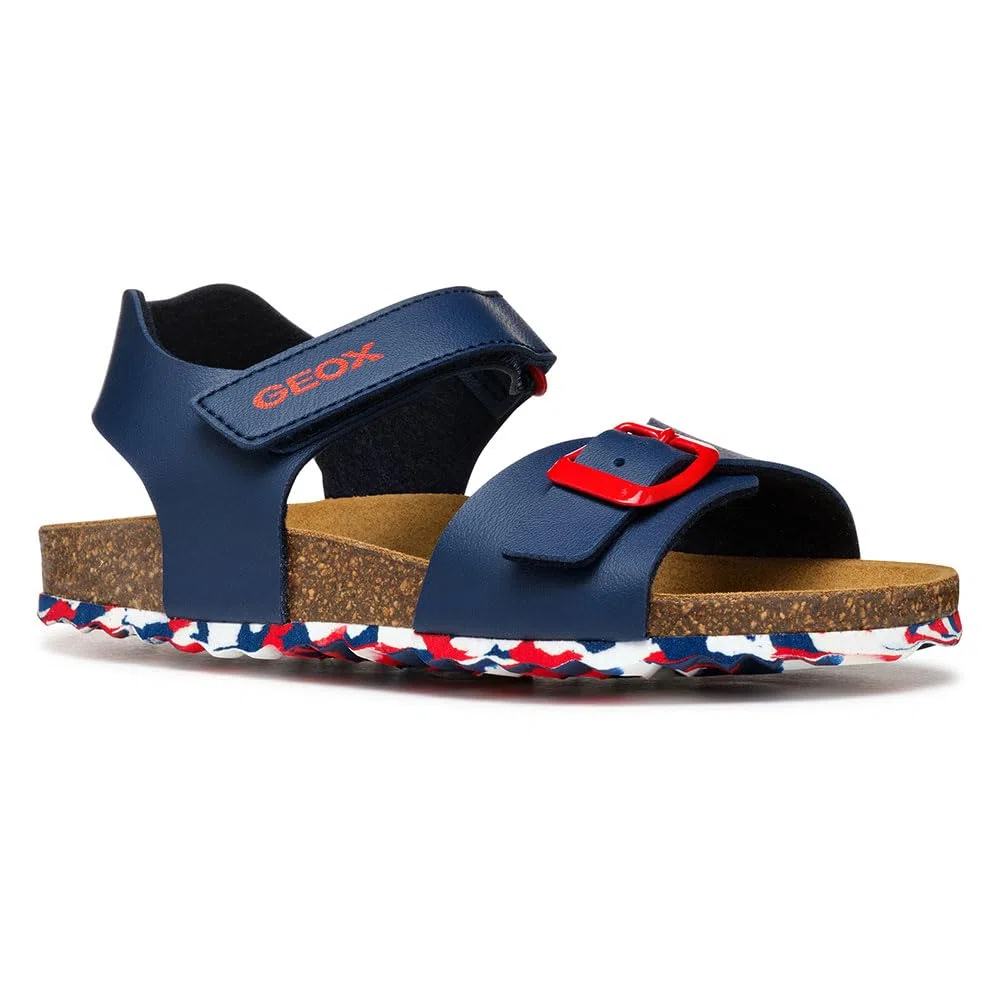 Geox - J Ghita Boy B, Sandalia Niños, Navy/White/Red,