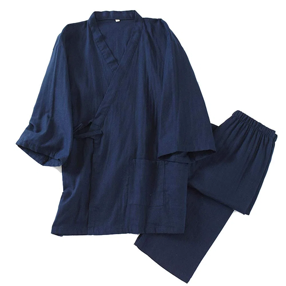 Traje de pijama antiguo de algodón Hanfu de kimono japonés para hombre, ropa zen de talla grande, ropa taoísta (talla M, M)