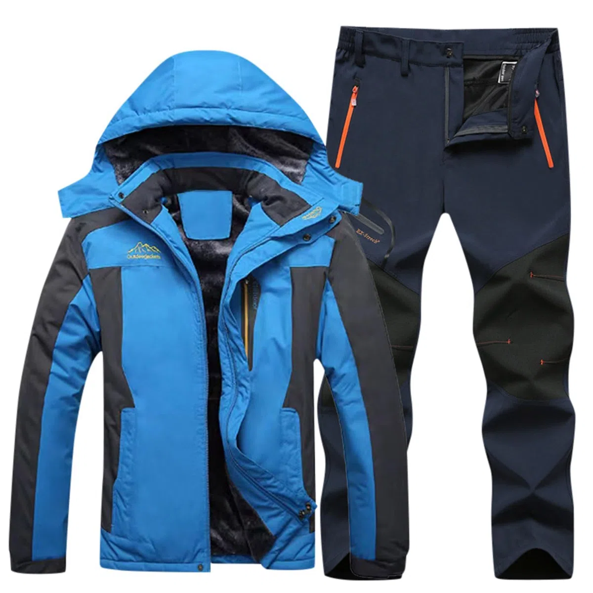 Traje de esquí de 2 piezas para hombre, traje de nieve cálido con capucha, traje de esquí, mono de nieve, impermeable, chaqueta y pantalones, chaqueta de esquí, abrigo de nieve a prueba de