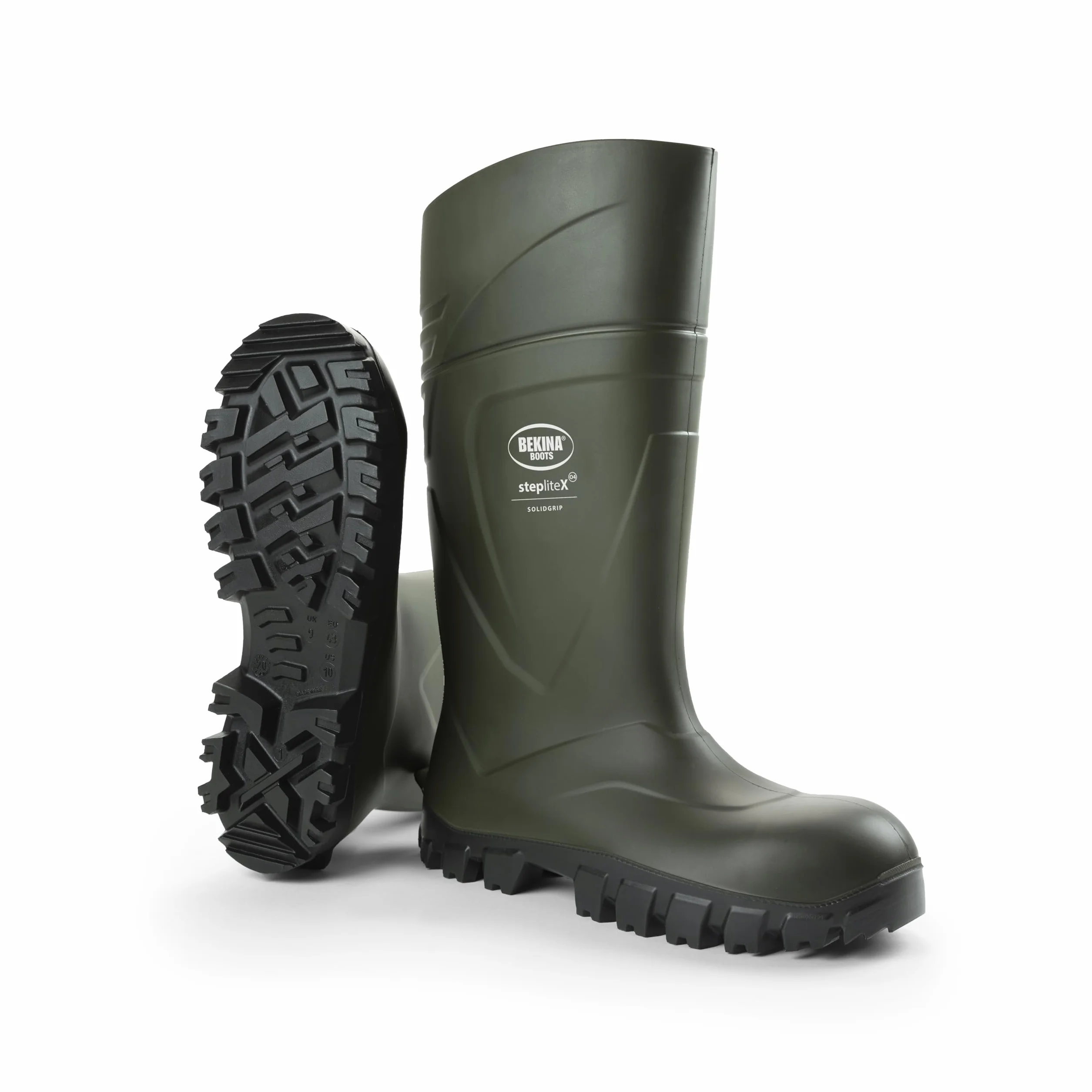 Bekina Bota de Trabajo Robusta para Mujeres y Hombres sin Puntera de Acero de Seguridad, para Uso agrícola, Garantiza una excelente adherencia, protección de Aislamiento -30 Grados, Verde, EU 46
