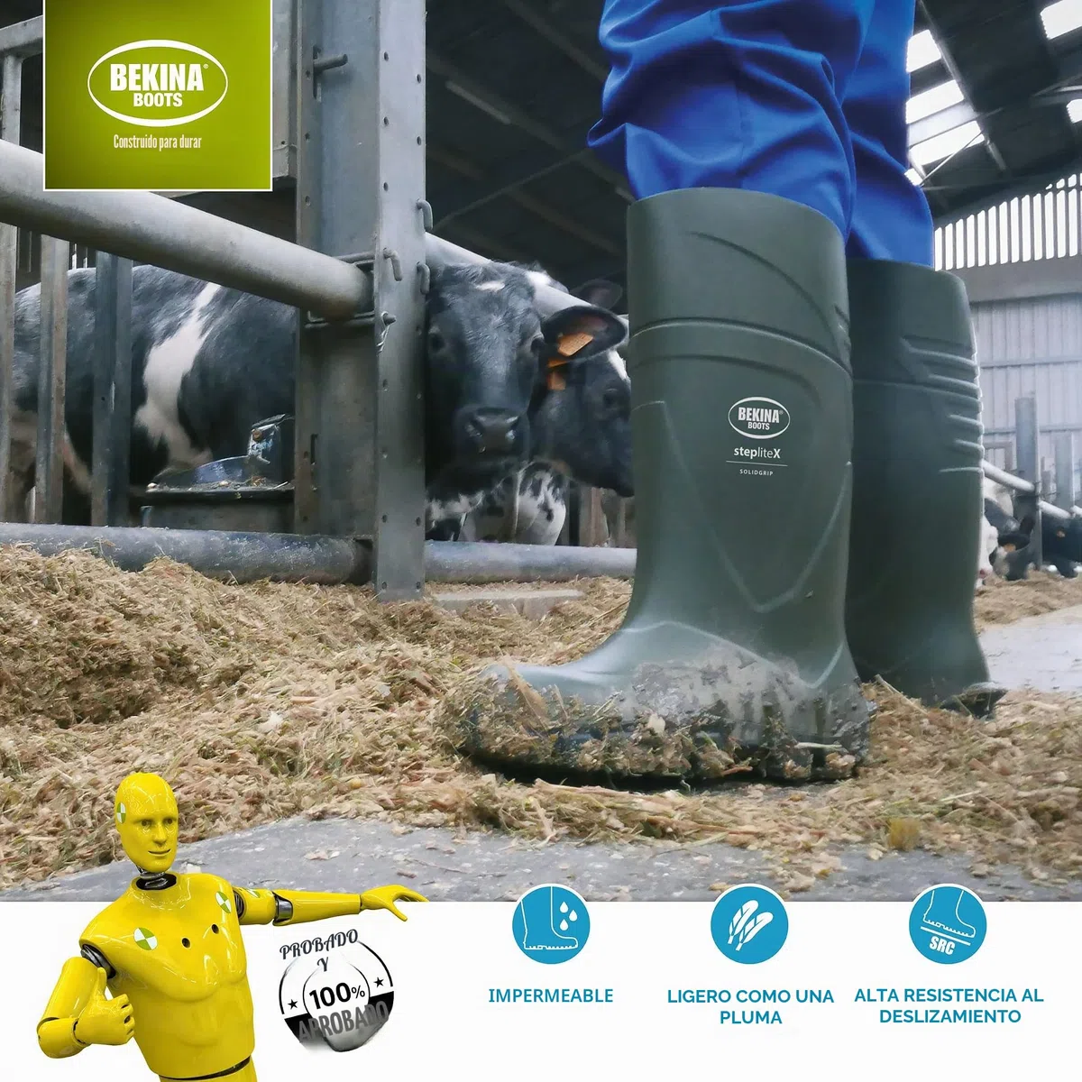 Botas de Seguridad y de Trabajo para Hombres y Mujeres Incl. Puntera y Suela de Acero de Alta Seguridad, para Uso agrícola, garantizan una excelente adherencia, Verde, EU 43