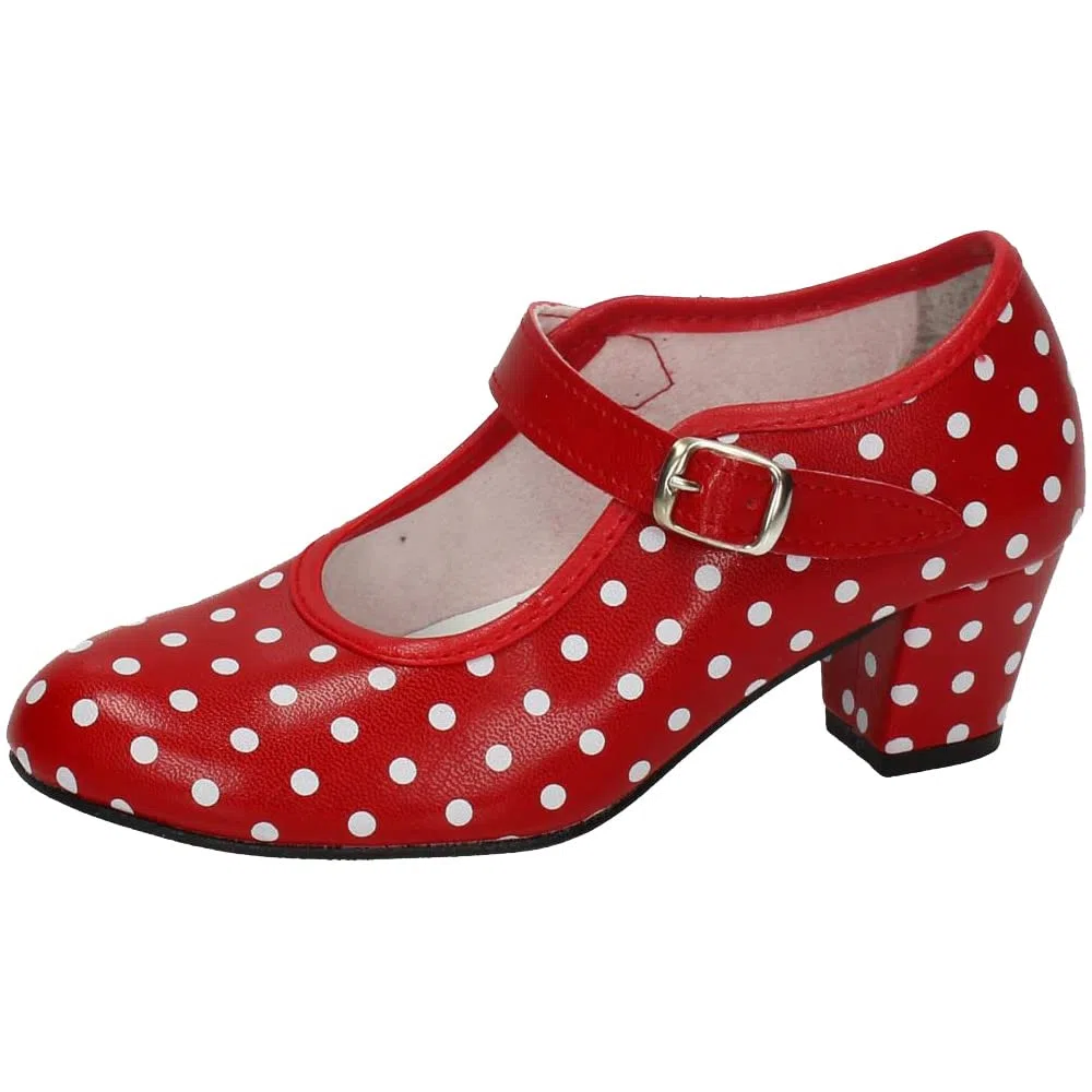 MADE IN SPAIN 17 SEVILLANAS FLAMENCOS NIÑA Zapatos TACÓN Rojo