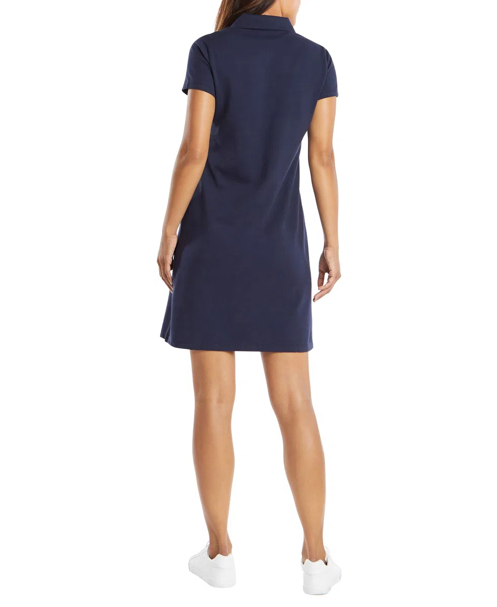Nautica Easy Classic - Vestido Polo de Algodón Elástico de Manga Corta Vestido Informal Mujer