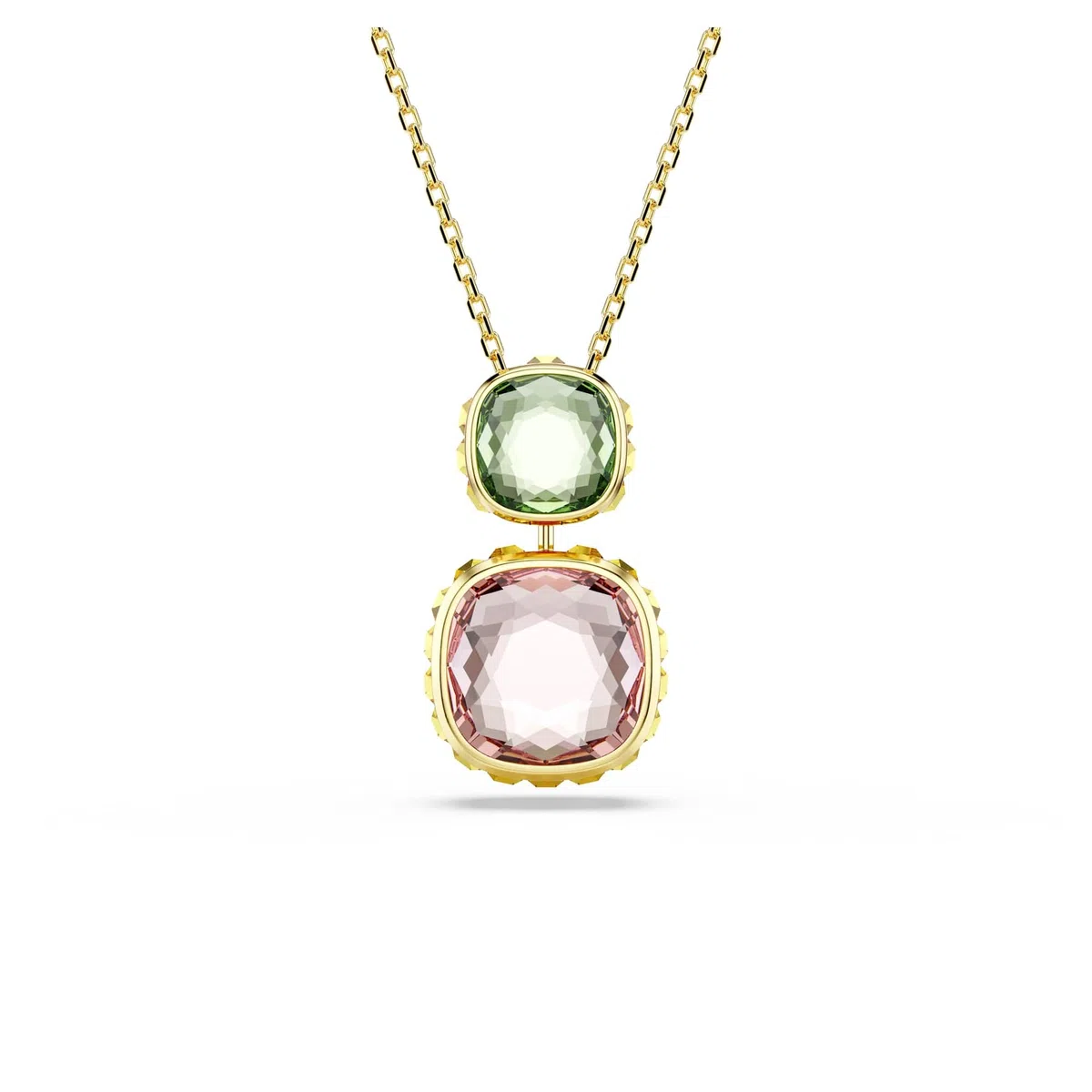 Swarovski Chroma Colección, talla cojín, multicolor, chapado en tono dorado