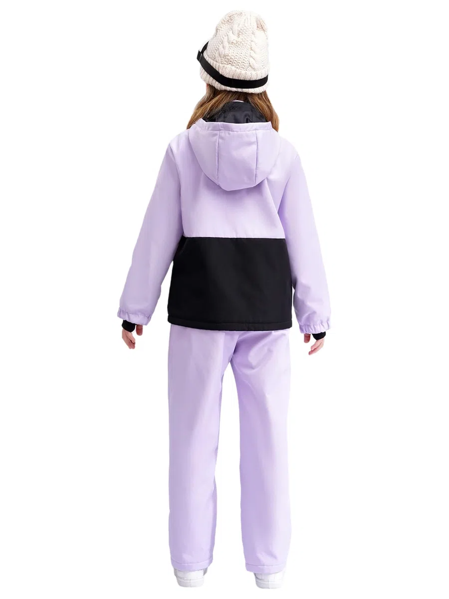 Traje De Nieve Niña Niño Chaqueta con Capucha + Pantalón De Esquí Impermeable Traje De 2 Piezas para Correr Traje De Esquiar Cálido