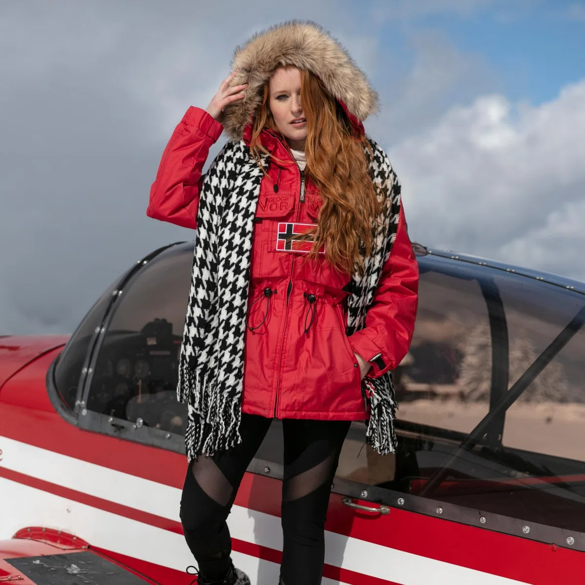 Geographical Norway Bellaciao Lady Parka Mujer Otoño Invierno Abrigo Capucha Piel Sintética Chaqueta Corta Viento Esquí