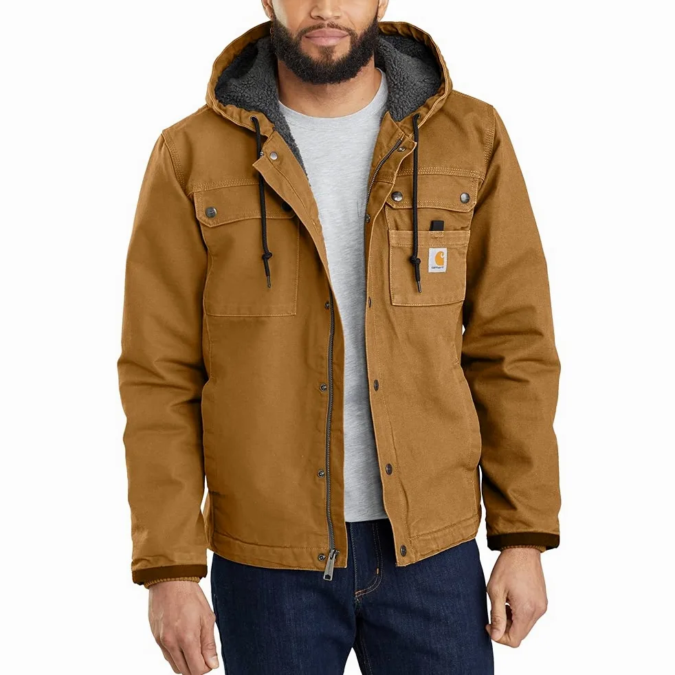 Carhartt, Hombre, Chaqueta Utilitaria En Lona De Algodón Con Efecto Desgastado, Forro De Peluche, Ajuste Ligeramente Holgado