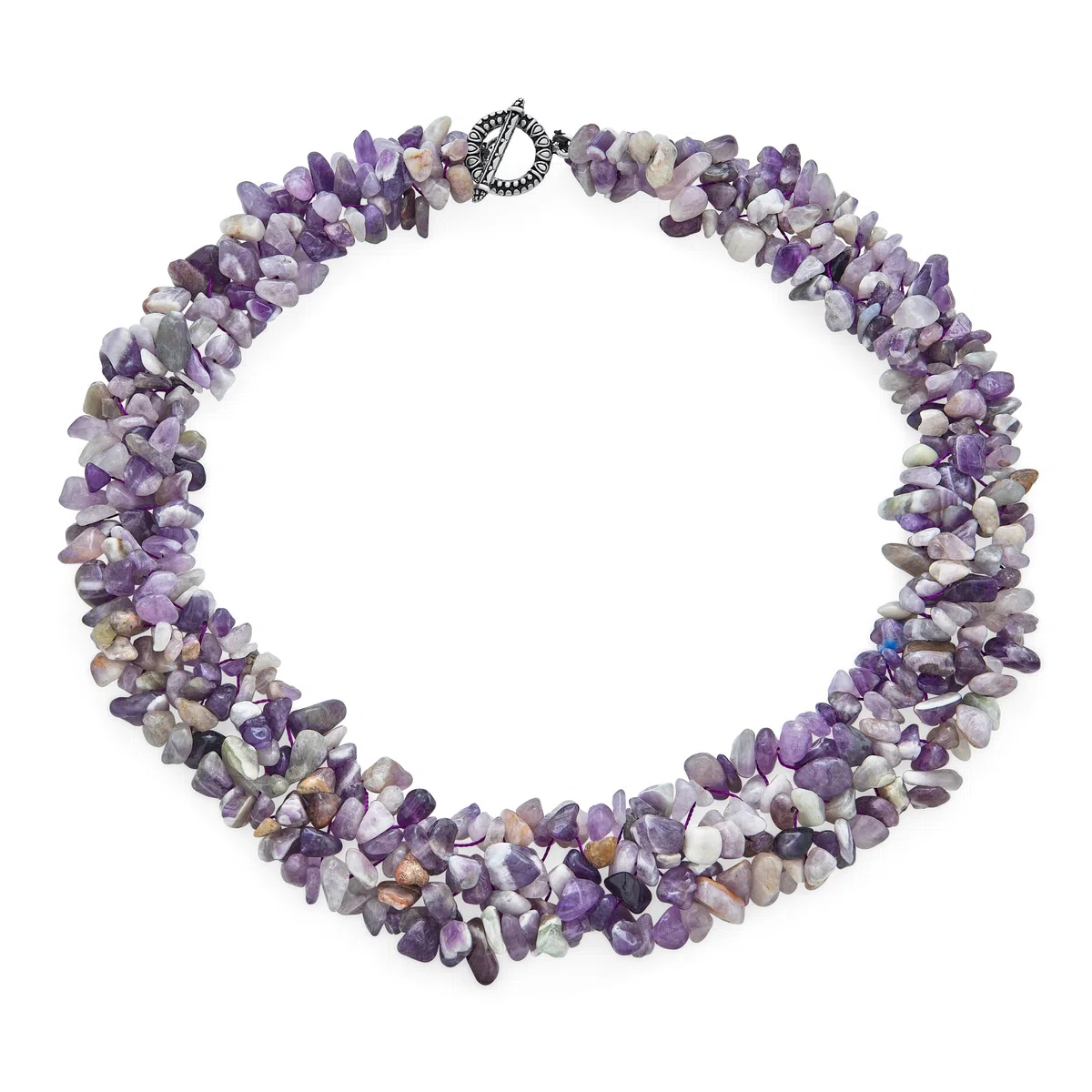 Bling Jewelry Grande Chunky Púrpura Amatista Rosa Cuarzo Negro Ónix Azul Lapislázuli Verde Rosa Cuarzo Azul Rojo Turquesa Piedras Preciosas Chips Cluster Multi Strand Collar Llamativo Para Mujer