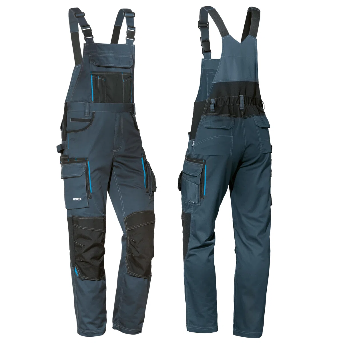 Uvex Tune-Up Pantalones de Trabajo Largos para Hombres - Petos con Cintura elástica y Bolsillos en la Rodilla - Azul