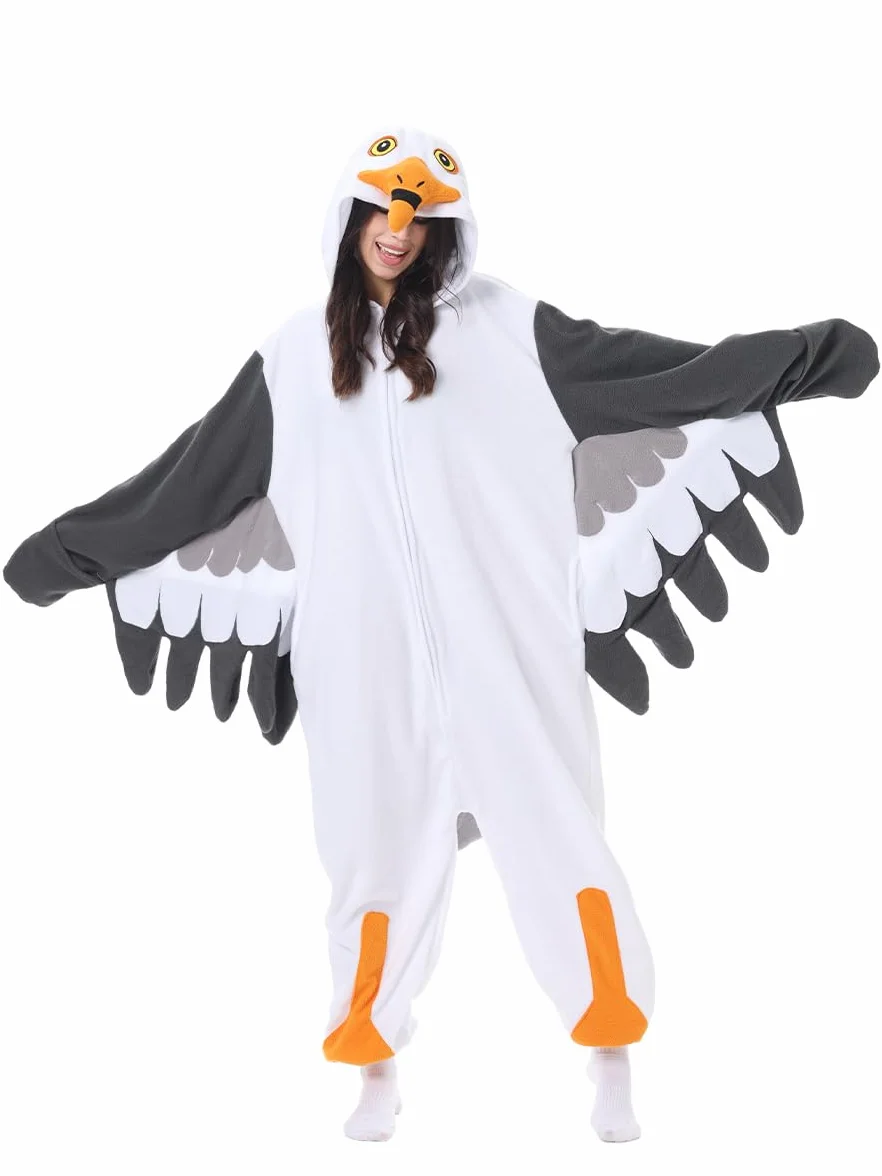 LANFAN Disfraz de gaviota para adultos, pijama para hombre y mujer, unisex, cosplay, animal, peluche, ropa de dormir para Halloween, mono para hombres y mujeres