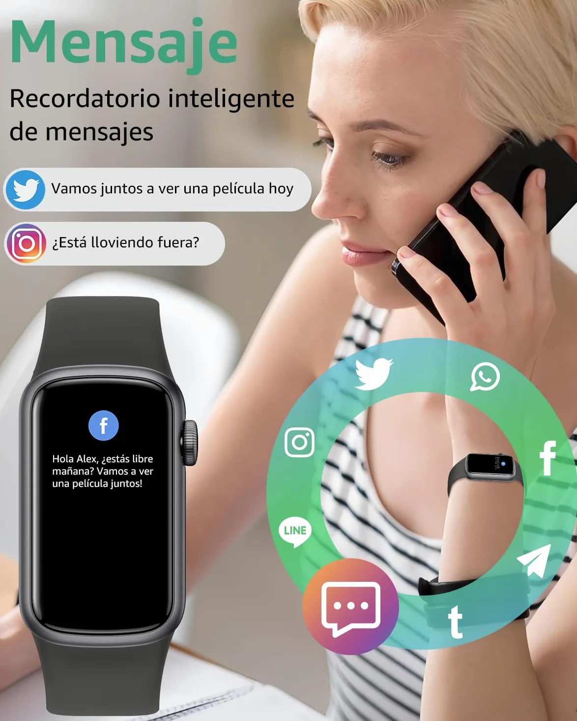 Reloj Inteligente Hombre Mujer, 1.47" Smartwatch con Notificaciones, Monitor de Sueño, 137+ Modos Deportivos, IP68 Impermeable, Pulsera Actividad para Android iOS