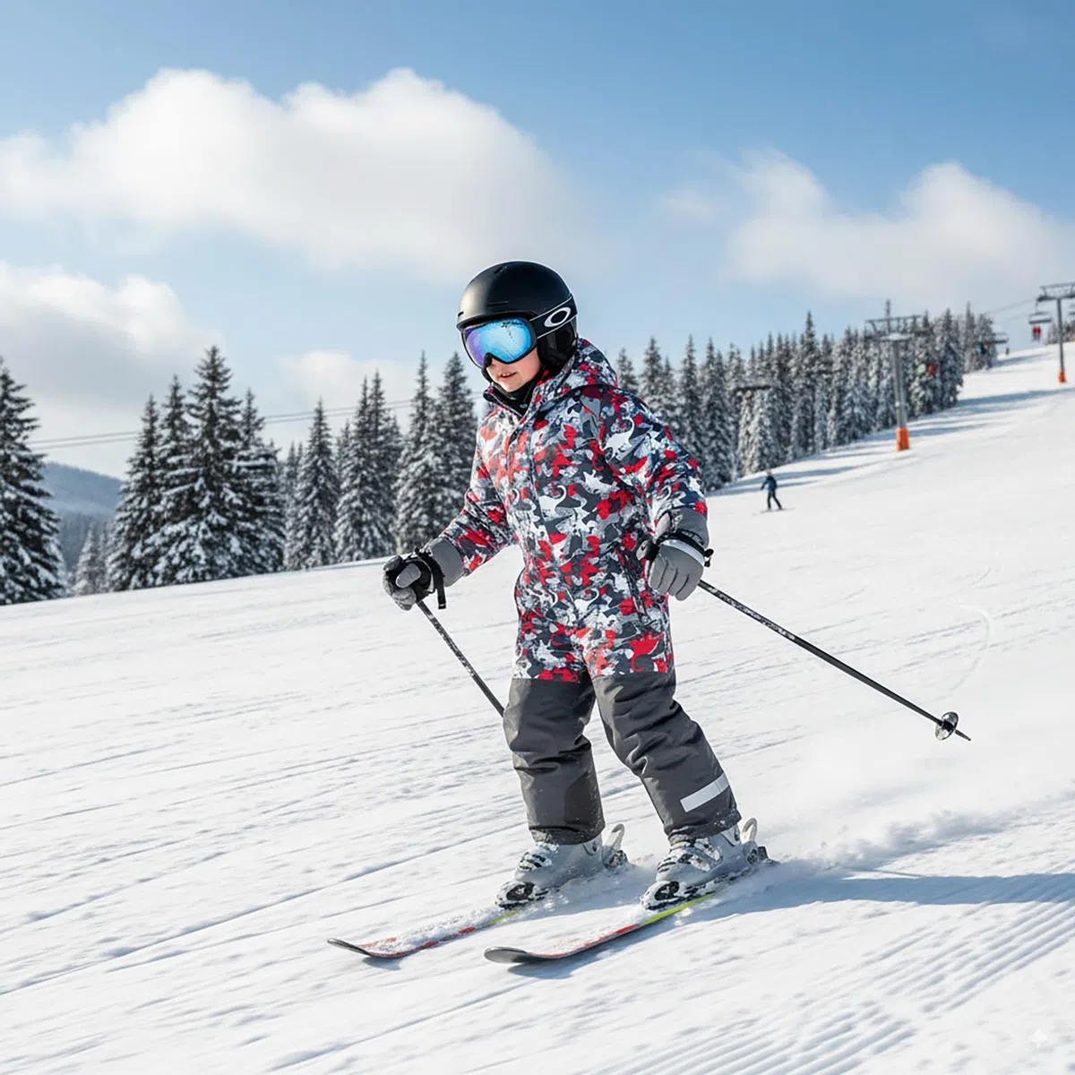 Gogokids Trajes de Nieve para Niños, Traje de Esquí Impermeable de Una Pieza, Edad 4-7 Años