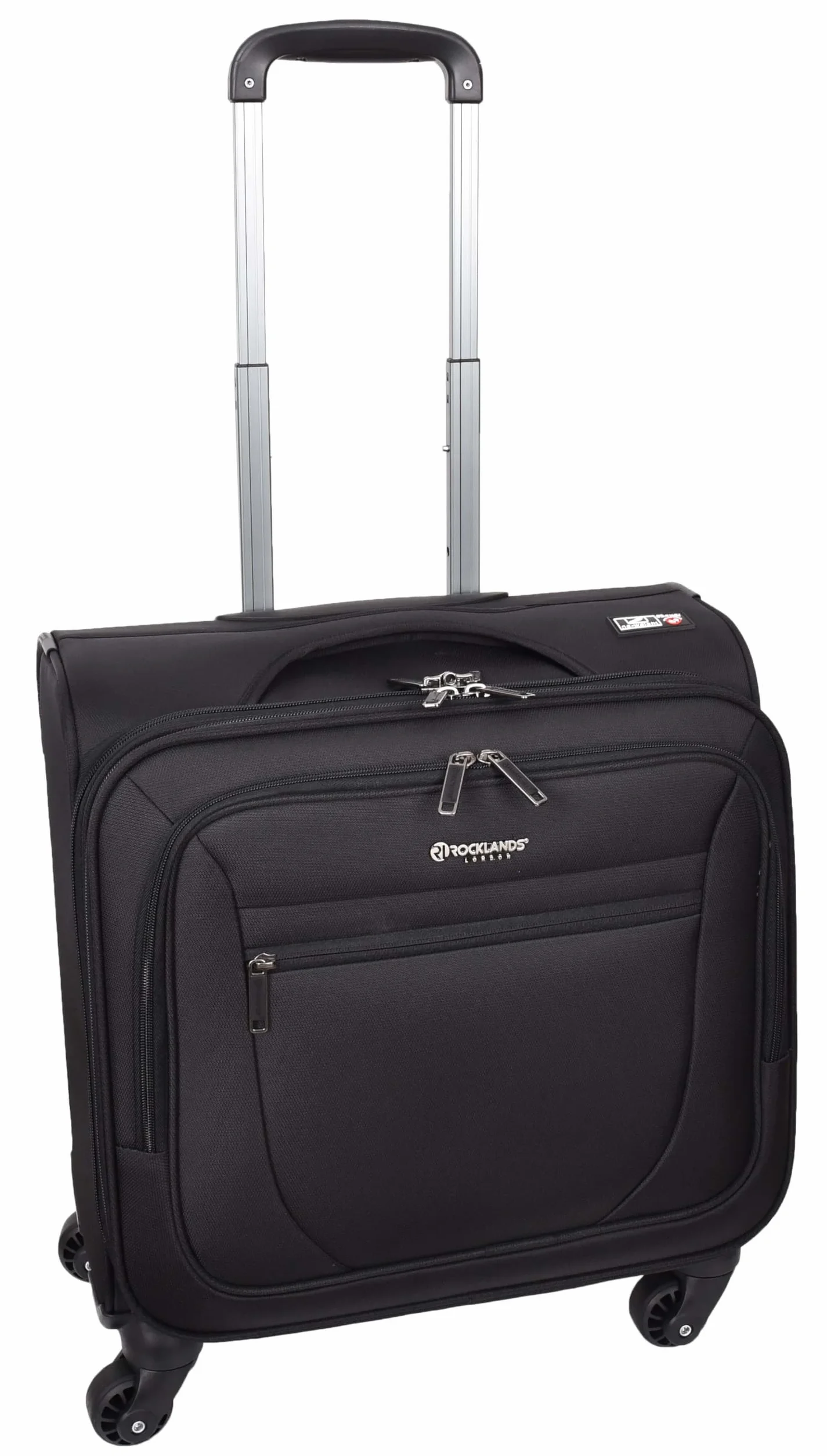 House Of Leather - Maletín de viaje para piloto, organizador de negocios, trolley de oficina, bolsa de cabina, 4 ruedas, Black, Cabin