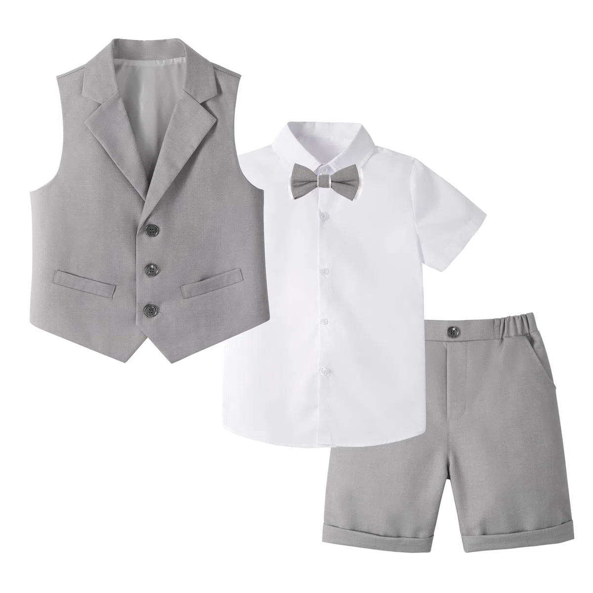 LOLANTA Traje Corto de Boda para niños, Conjunto de Ceremonia, Camisa + Pantalón + Chaleco + Pajarita, 2-13 años