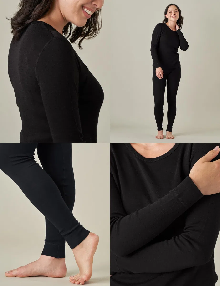 LAPASA Conjunto Térmico Ligero 100% Lana Merino para Mujer Capa Base Transpirable Ropa Interior Larga Ligero & Cálido L58/L91