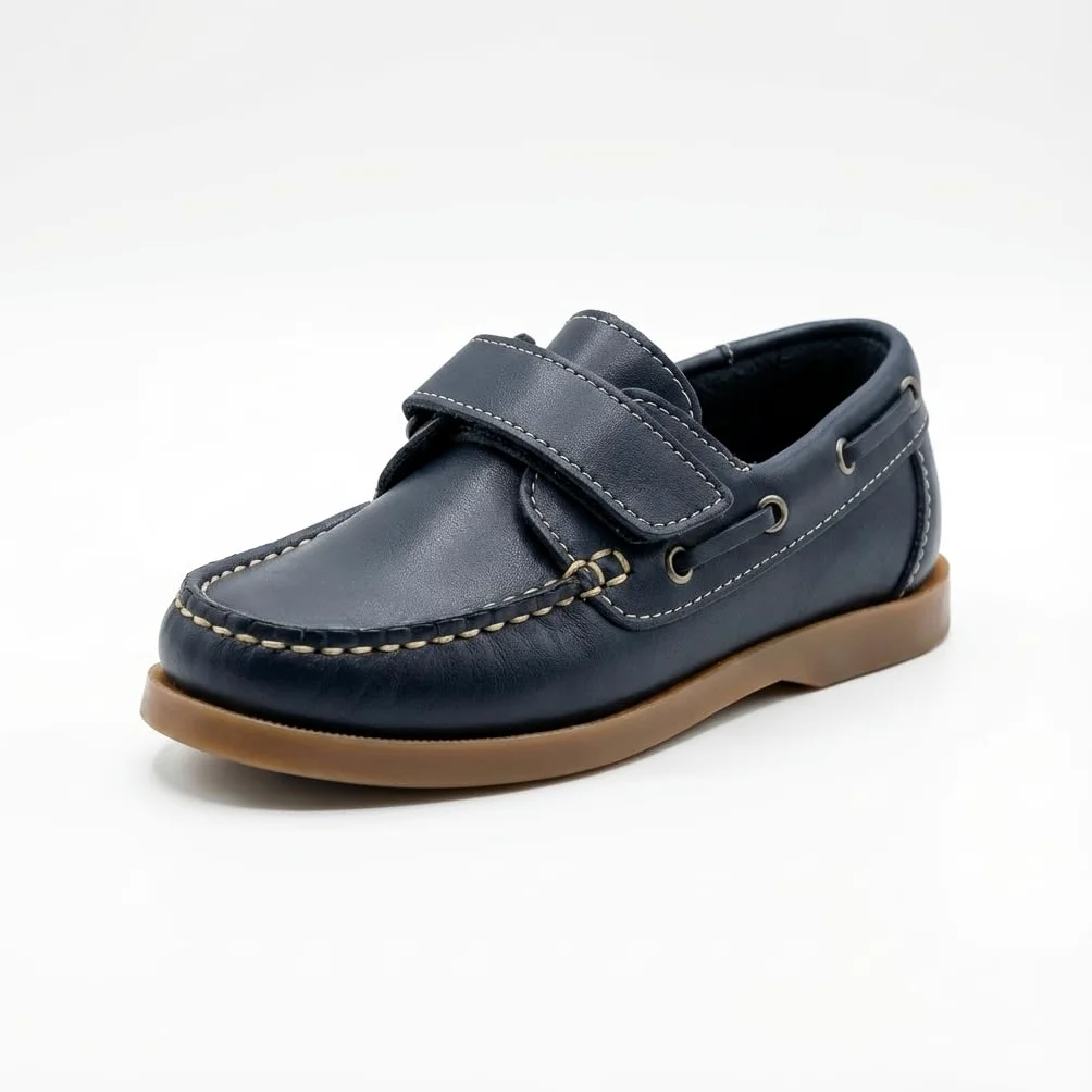 Zapatos Náuticos Niño Piel con Cordones para Colegio y Uniforme. Mocasines de Cuero y Serraje Suela Goma Antideslizante y Flexible. Calzado Infantil Escolar de Vestir Comunión Resistente y Cómodo